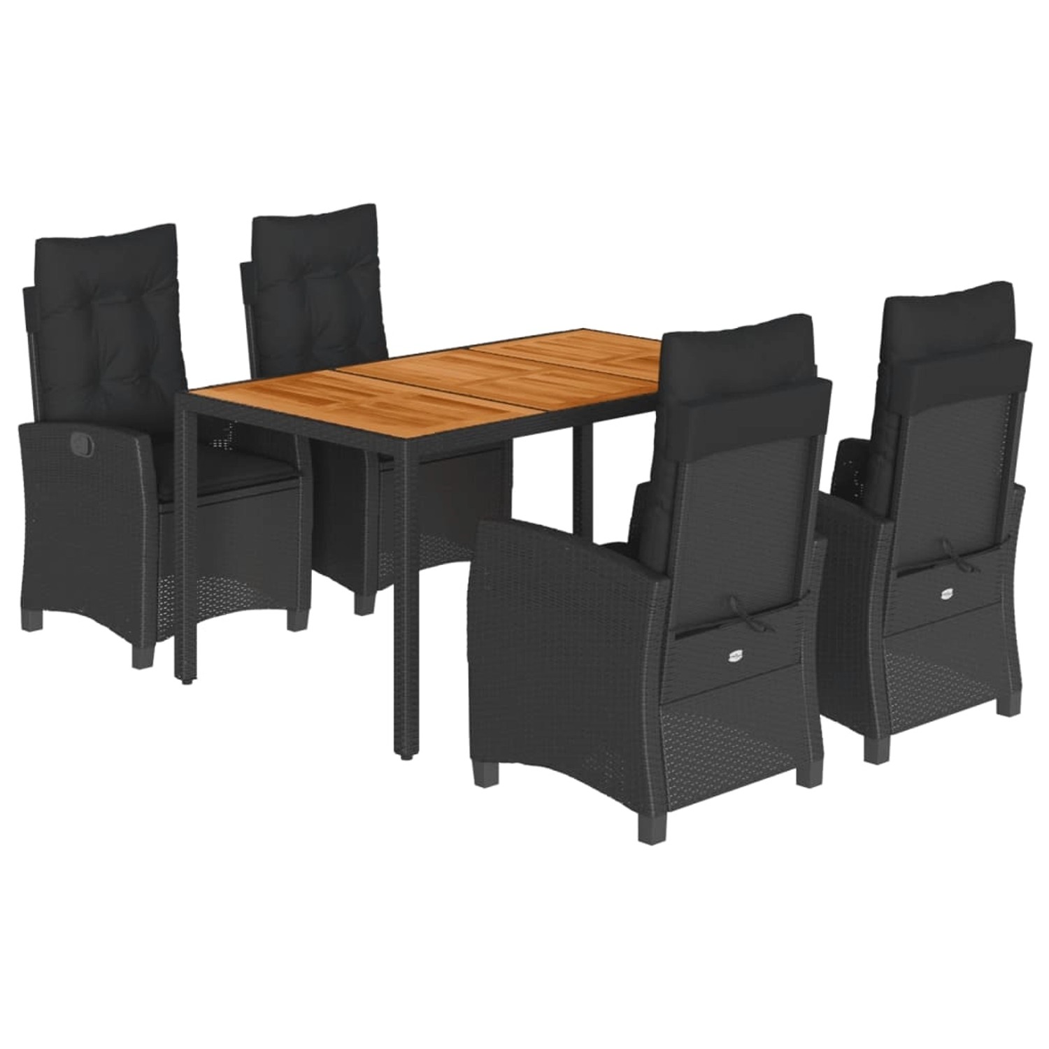 vidaXL 5-Tlg Garten-Essgruppe mit Kissen Schwarz Poly Rattan 3212665 günstig online kaufen