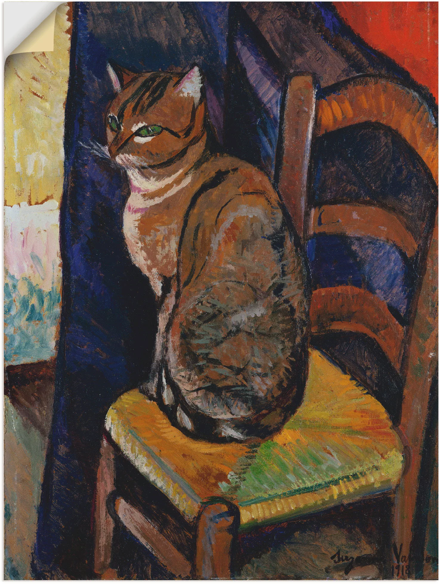 Artland Wandbild »Skizze Stuhl sitzende Katze.«, Haustiere, (1 St.), als Le günstig online kaufen