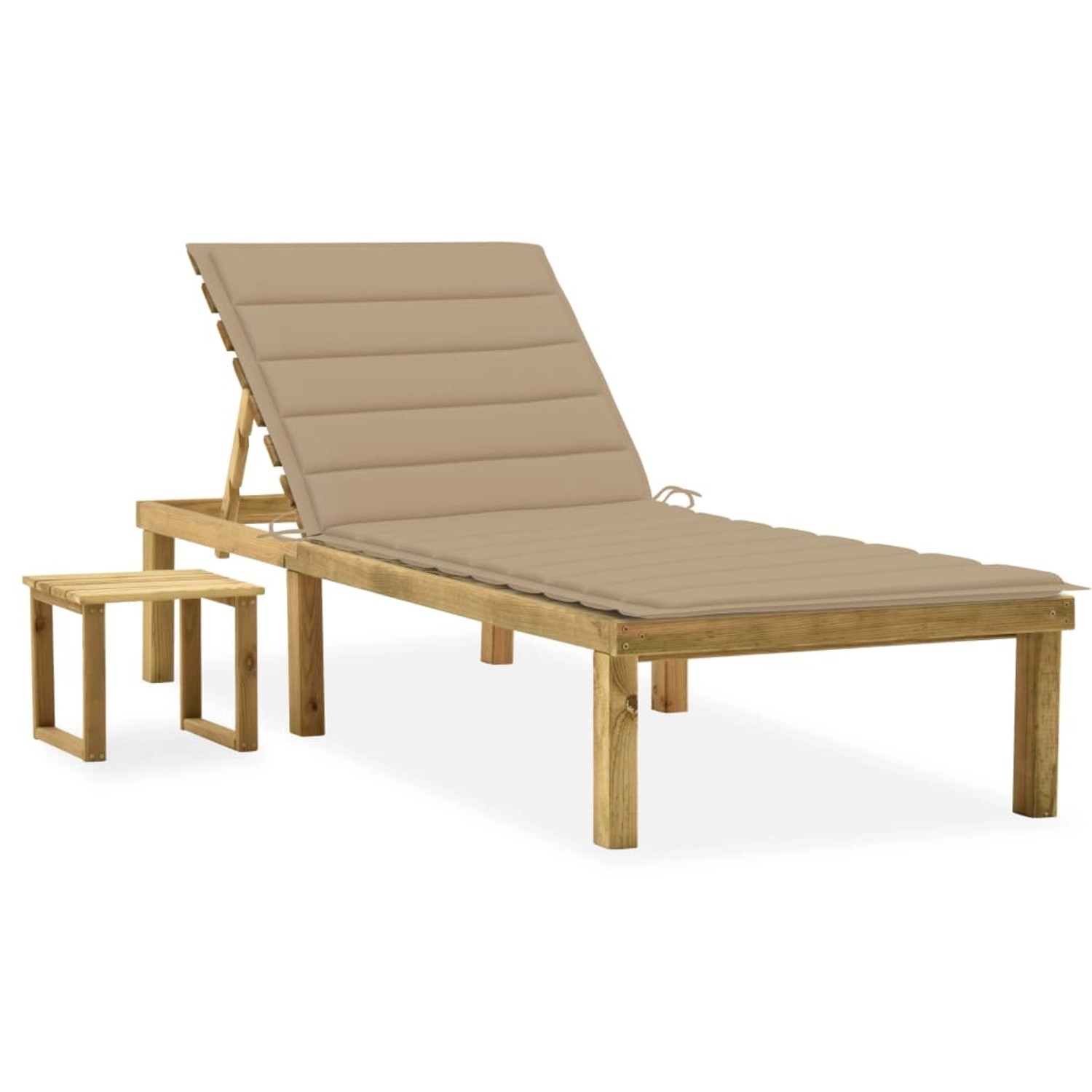 VidaXL Garten-Sonnenliege mit Tisch und Auflage Kiefer Imprägniert Beige günstig online kaufen