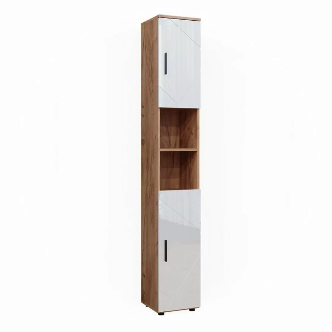 Vicco Hochschrank Irma, Eiche/Weiß Hochglanz, 30 x 192 günstig online kaufen