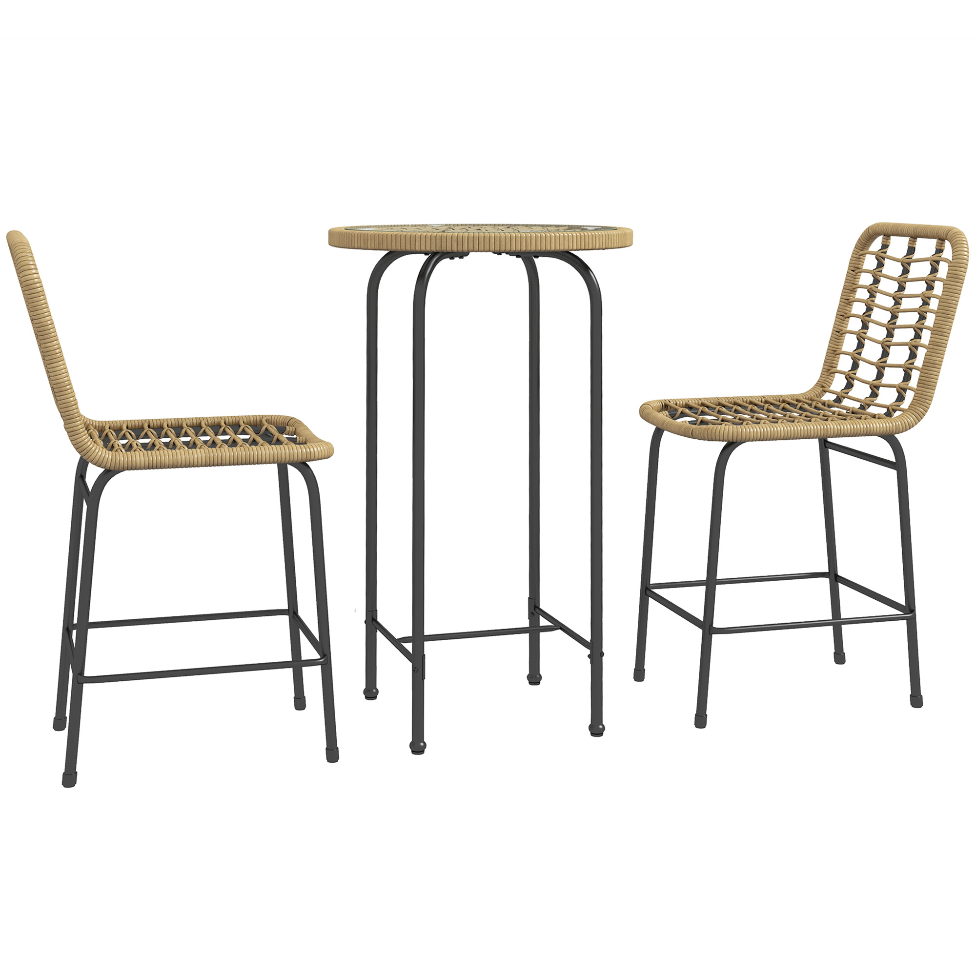 Outsunny Gartenbar-Set Bistrot-Set 3-teilig 1 runder hoher Bohème-Design-Ti günstig online kaufen