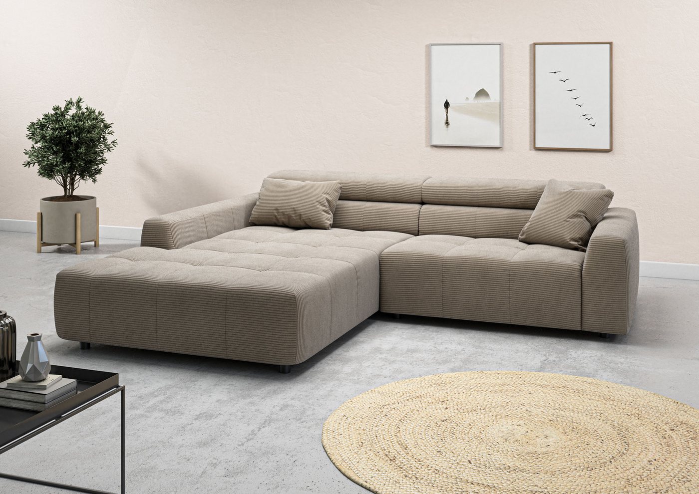 3C Candy Ecksofa Denver auch mit Cord- und Easy care-Bezug, Kopfteilverstel günstig online kaufen