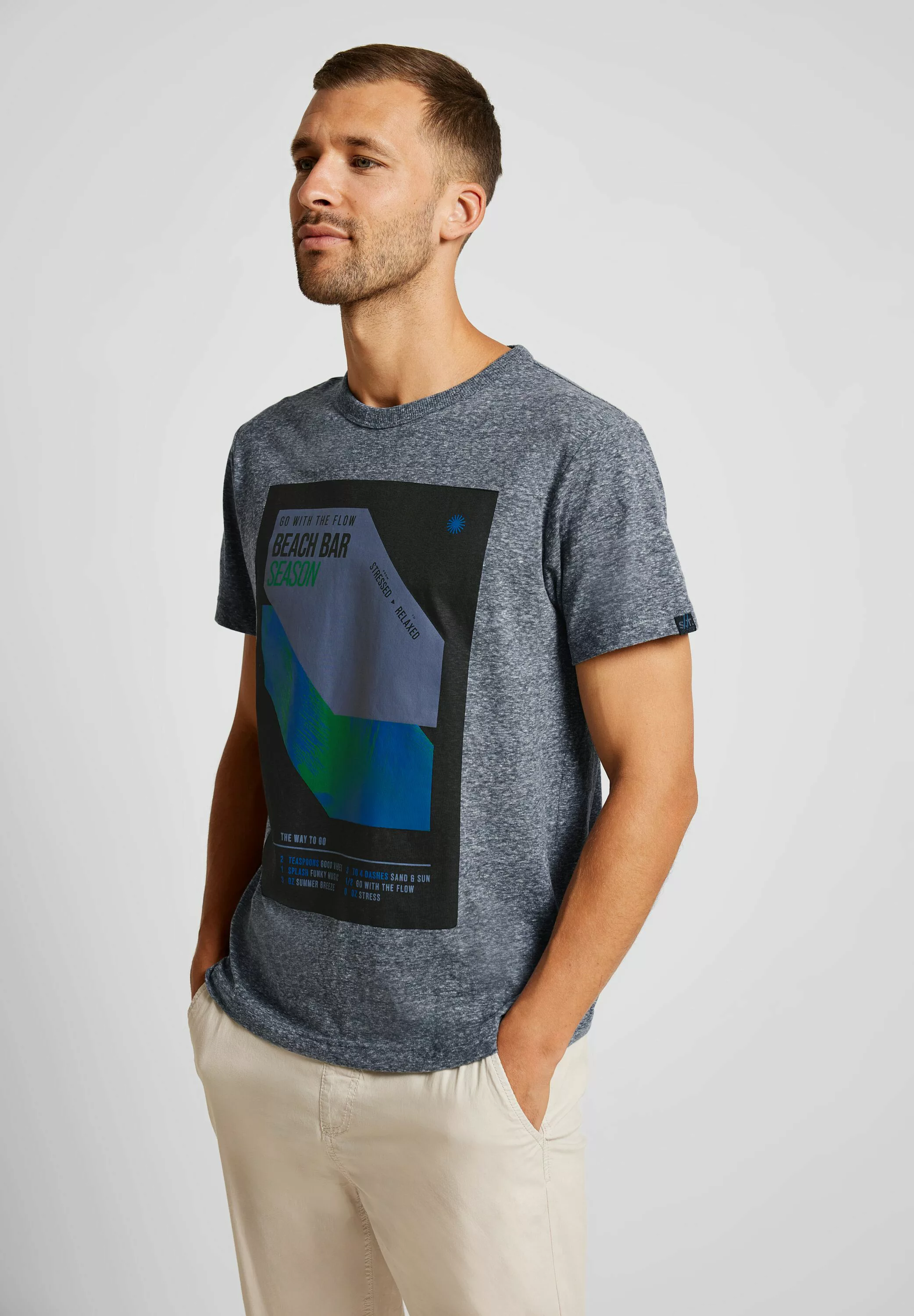 STREET ONE MEN T-Shirt, in Melange Optik günstig online kaufen