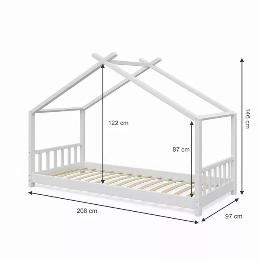 VitaliSpa® Kinderbett Hausbett Kinderhaus 90x200cm DESIGN Weiß günstig online kaufen