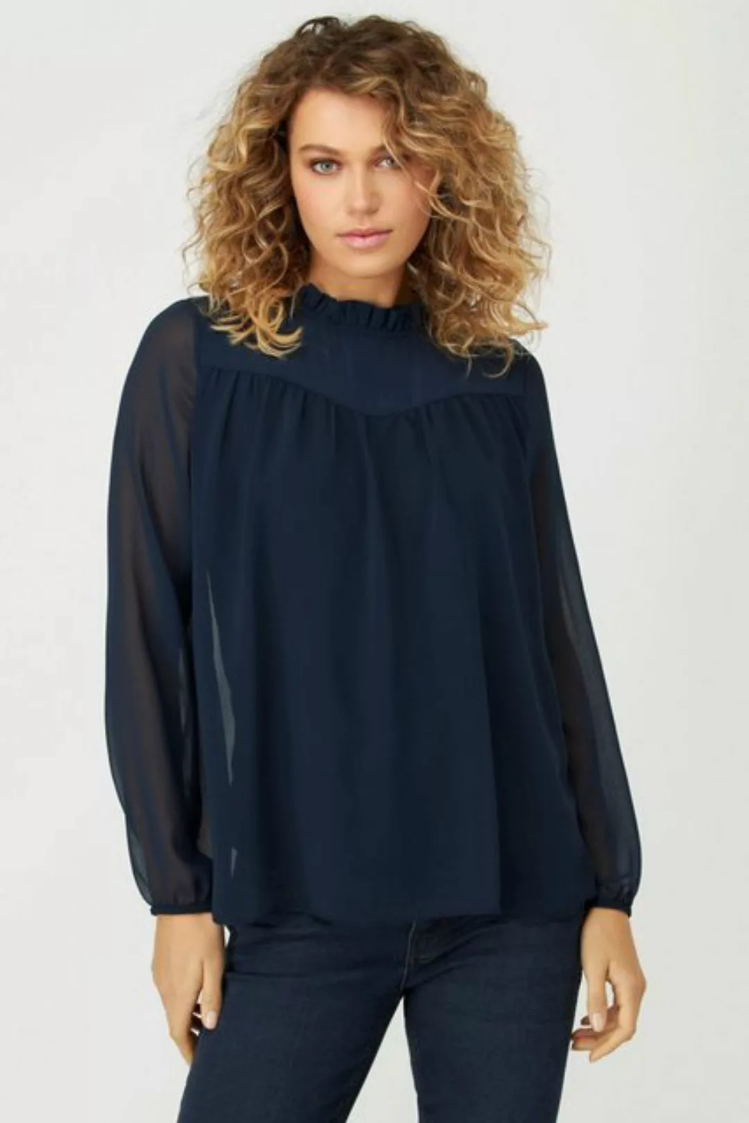 Gina Laura Satinbluse Bluse Identity Chiffon Stehkragen blickdichtes Top günstig online kaufen