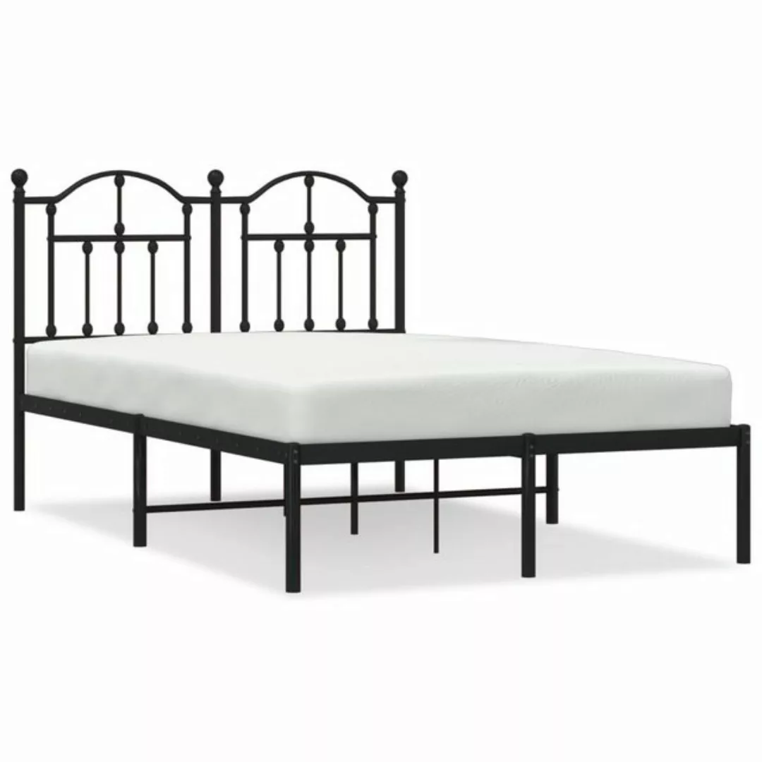 vidaXL Bettgestell Bettrahmen mit Kopfteil Metall Schwarz 120x200 cm Bett B günstig online kaufen