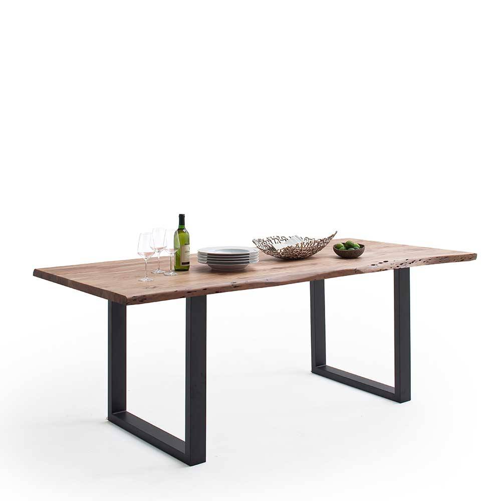 Esstisch Holztisch aus Massivholz mit natürlicher Baumkante günstig online kaufen