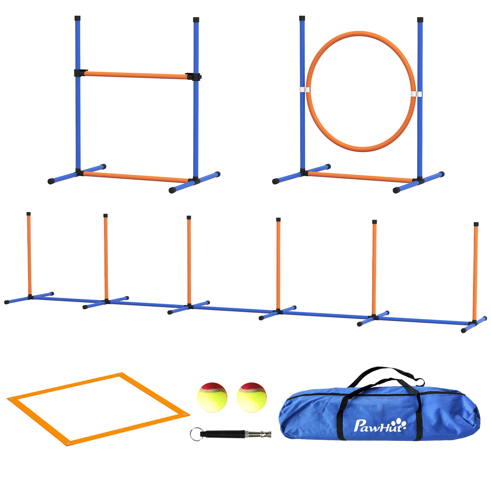 PawHut Hunde Agility Set 4er-Set mit höhenverstellbaren Agilityhürden, Flec günstig online kaufen