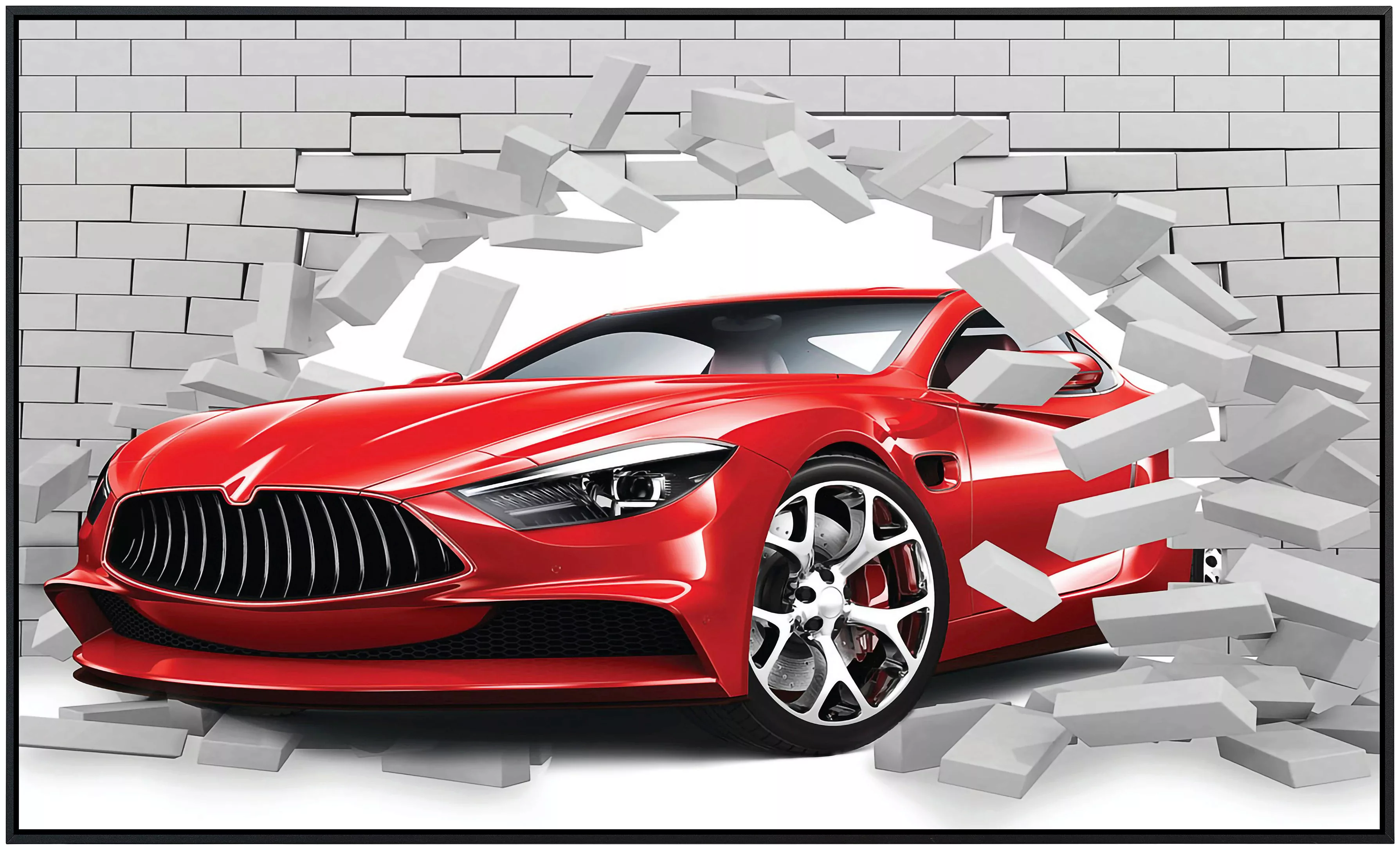 Papermoon Infrarotheizung »Auto durch Mauer 3D Effekt«, sehr angenehme Stra günstig online kaufen