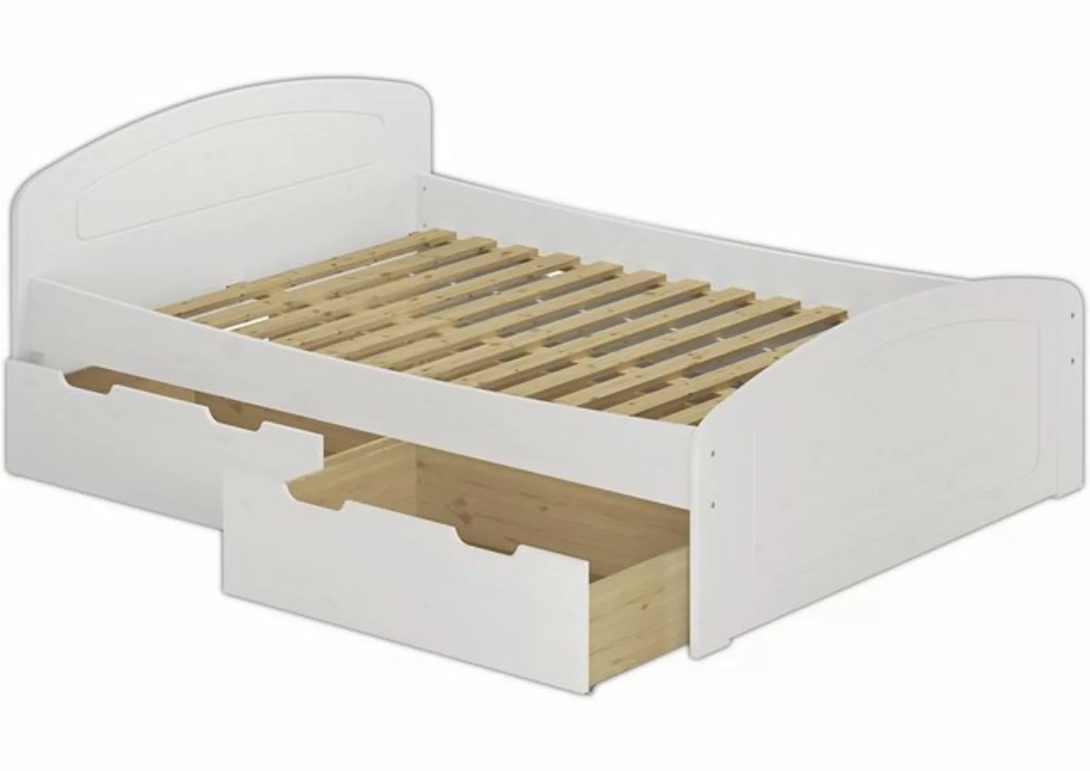 ERST-HOLZ Bett Doppelbett 200x200 Kiefer weiß mit Rollrost, Kieferwaschweiß günstig online kaufen