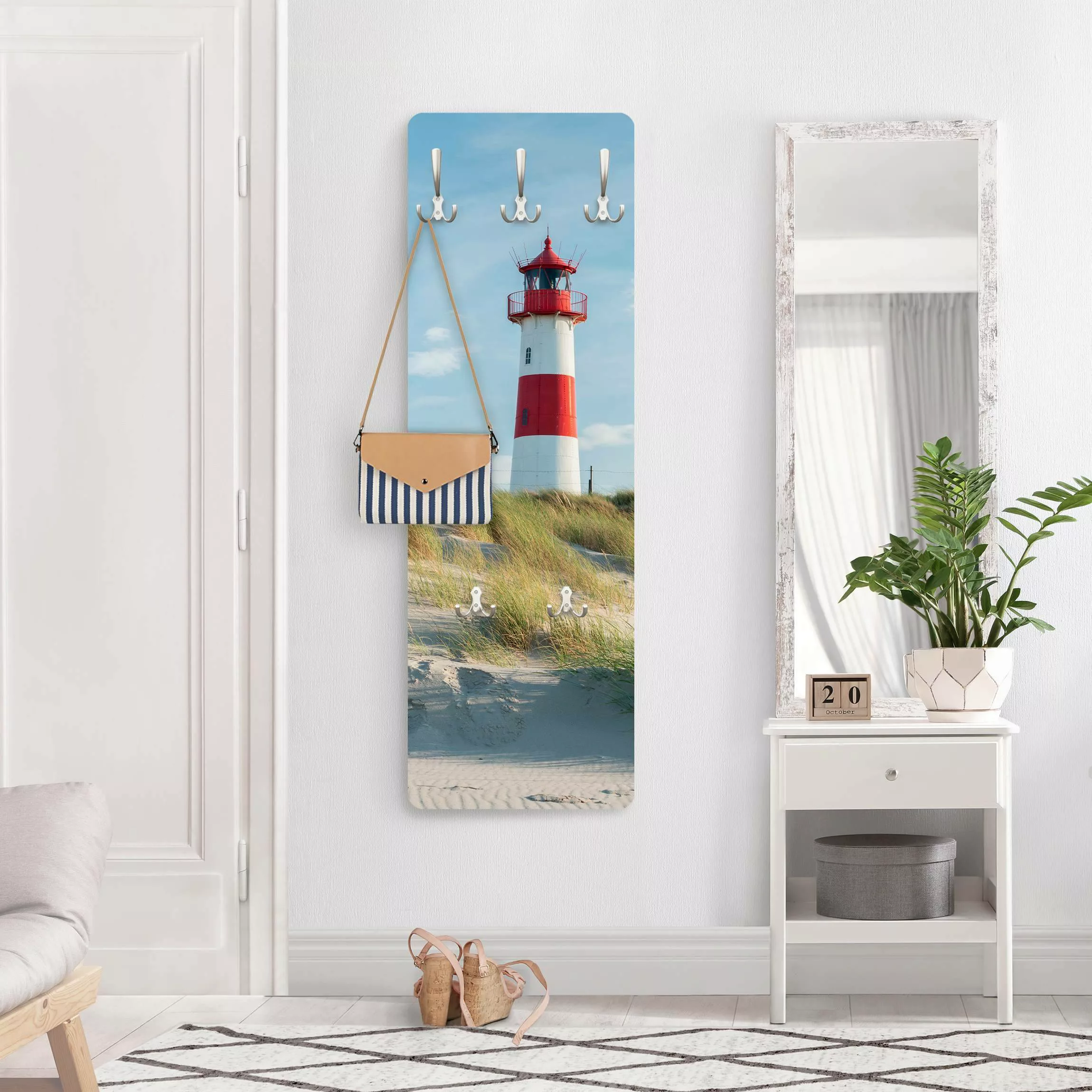 Wandgarderobe Holzpaneel Leuchtturm an der Nordsee günstig online kaufen