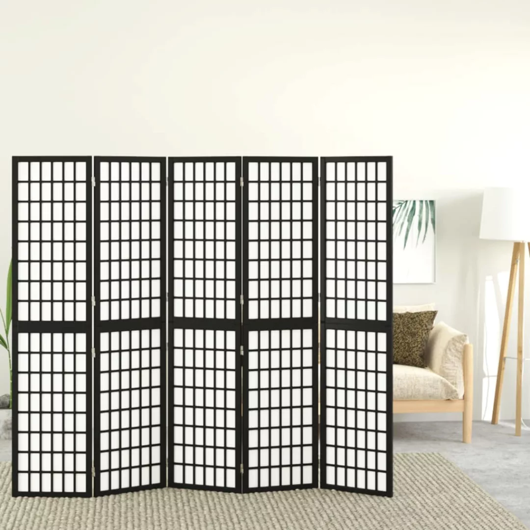 Vidaxl 5-tlg. Paravent Japanischer Stil Faltbar 200x170 Cm Schwarz günstig online kaufen