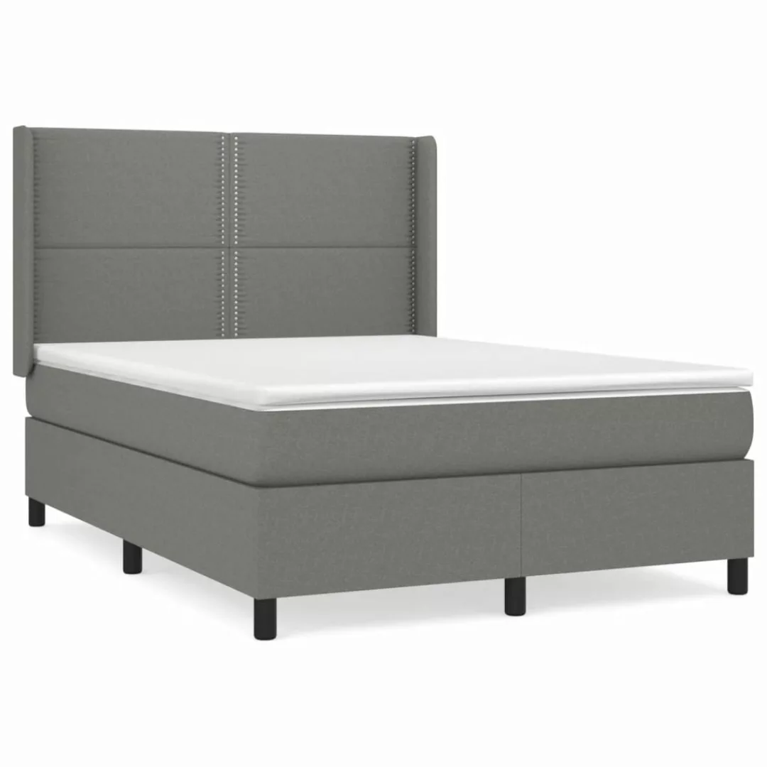 Vidaxl Boxspringbett Mit Matratze Dunkelgrau 140x200 Cm Stoff günstig online kaufen
