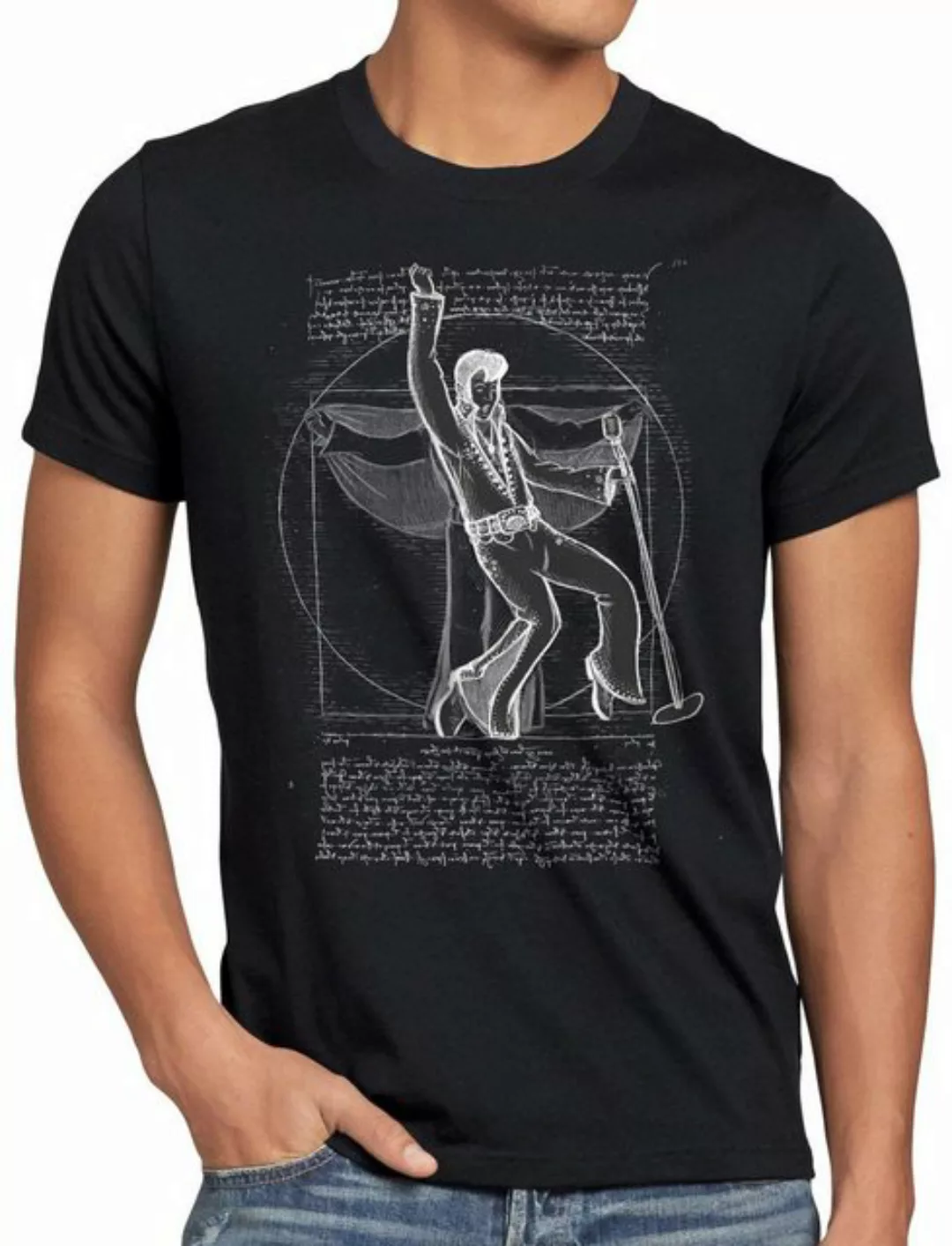 style3 Print-Shirt Herren T-Shirt Vitruvianischer King of Rock da vinci mem günstig online kaufen