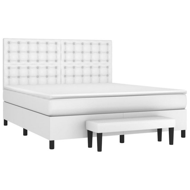 vidaXL Bett Boxspringbett mit Matratze Weiß 160x200 cm Kunstleder günstig online kaufen