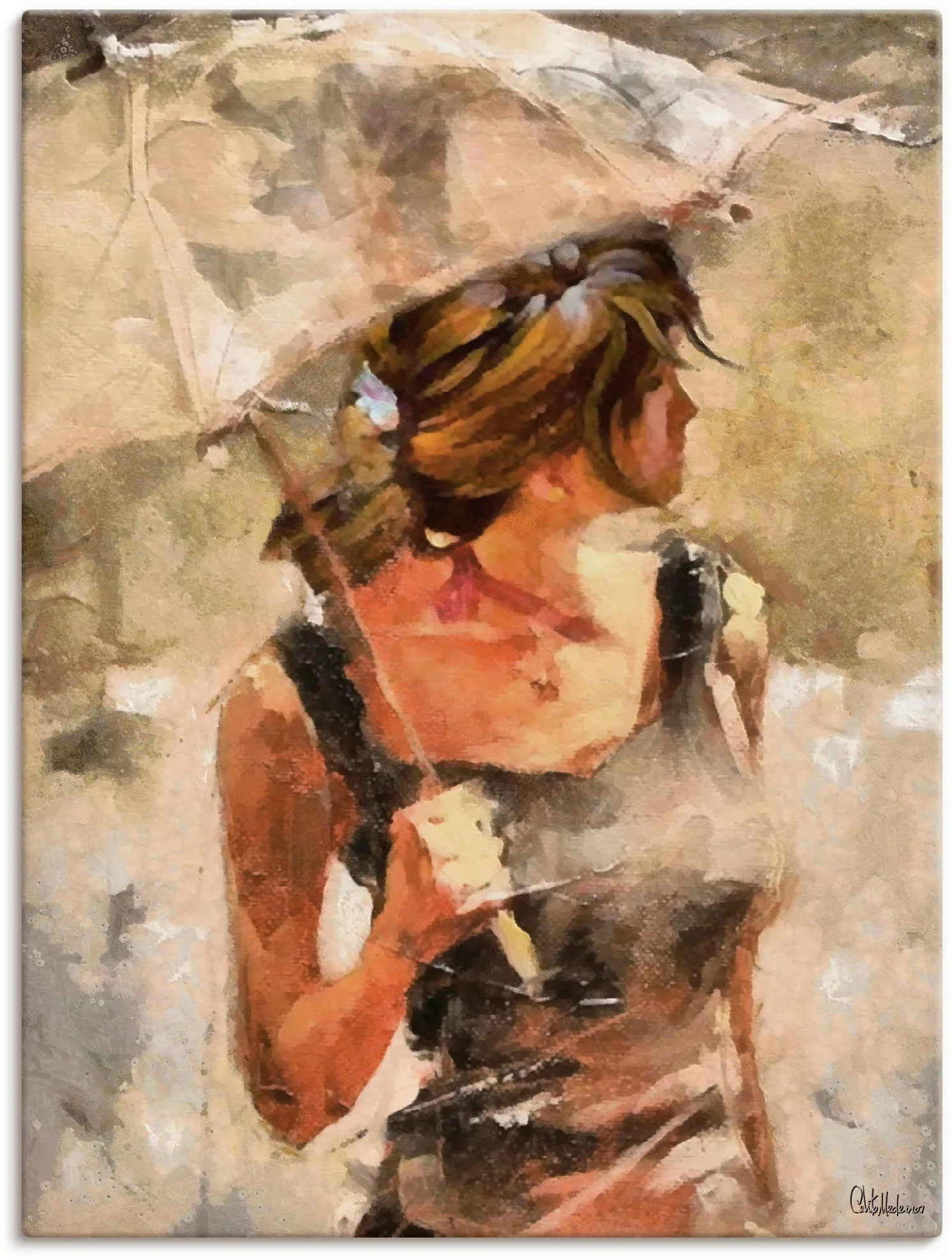 Artland Wandbild »Lady mit Regenschirm«, Portrait, (1 St.), als Leinwandbil günstig online kaufen