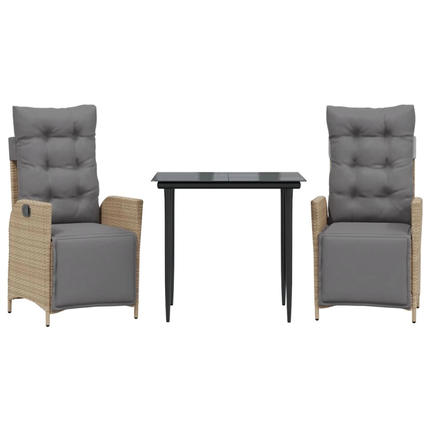 vidaXL 3-Tlg Garten-Essgruppe mit Kissen Beigemischung Poly Rattan 3213448 günstig online kaufen