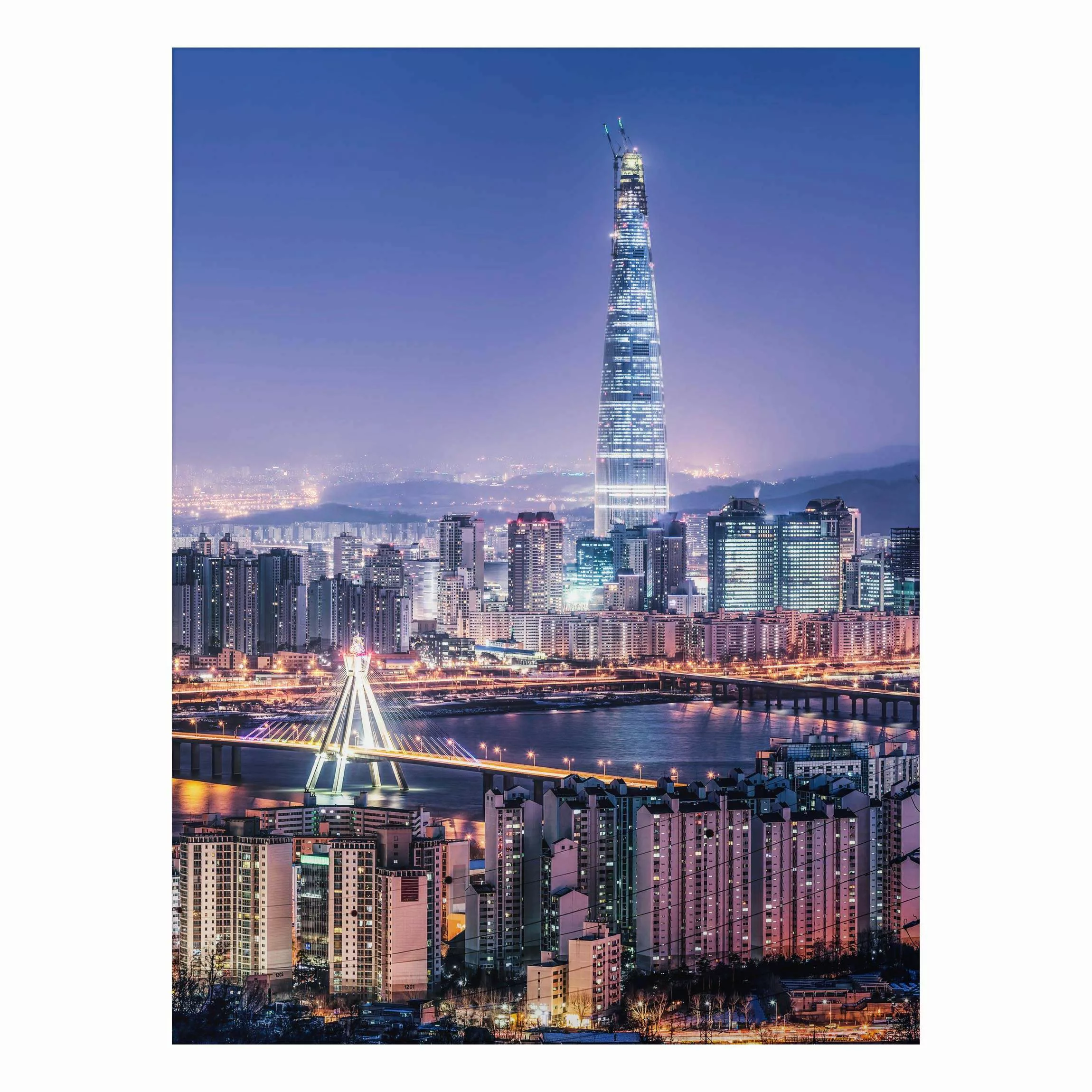 Alu-Dibond Bild Lotte World Tower bei Nacht günstig online kaufen
