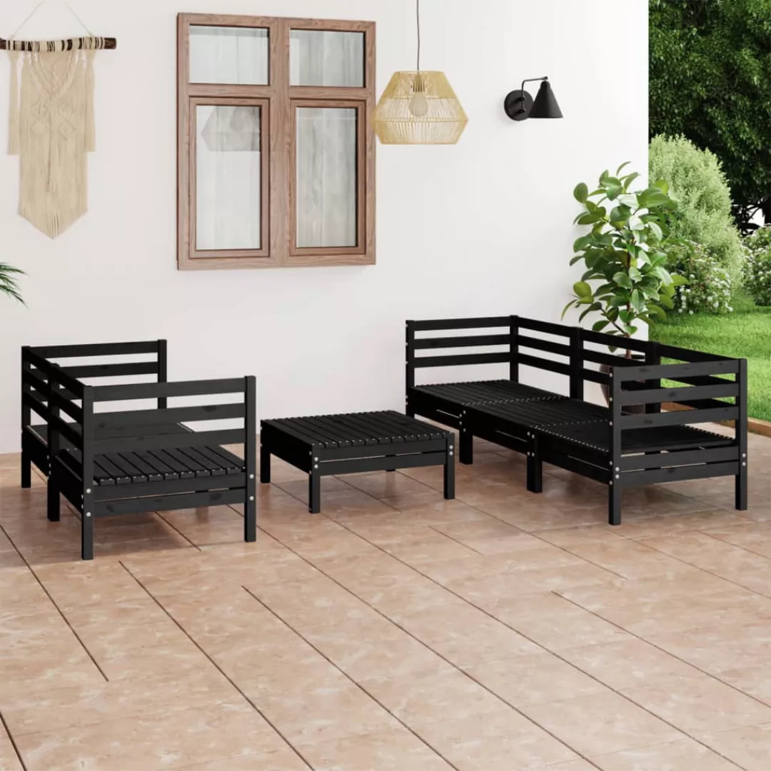 6-tlg. Garten-lounge-set Schwarz Massivholz Kiefer günstig online kaufen