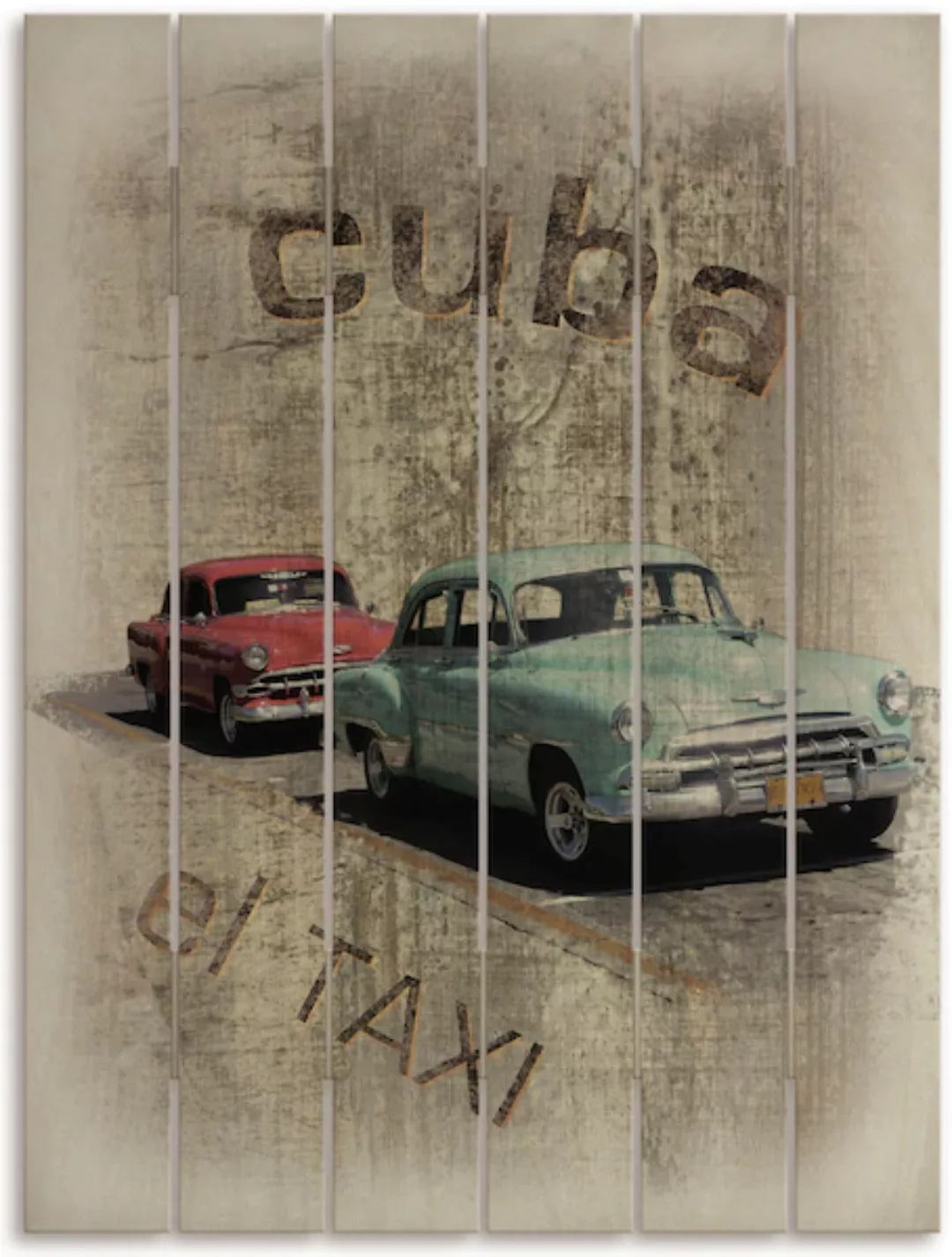 Artland Holzbild "Kuba - Das Taxi", Auto, (1 St.) günstig online kaufen