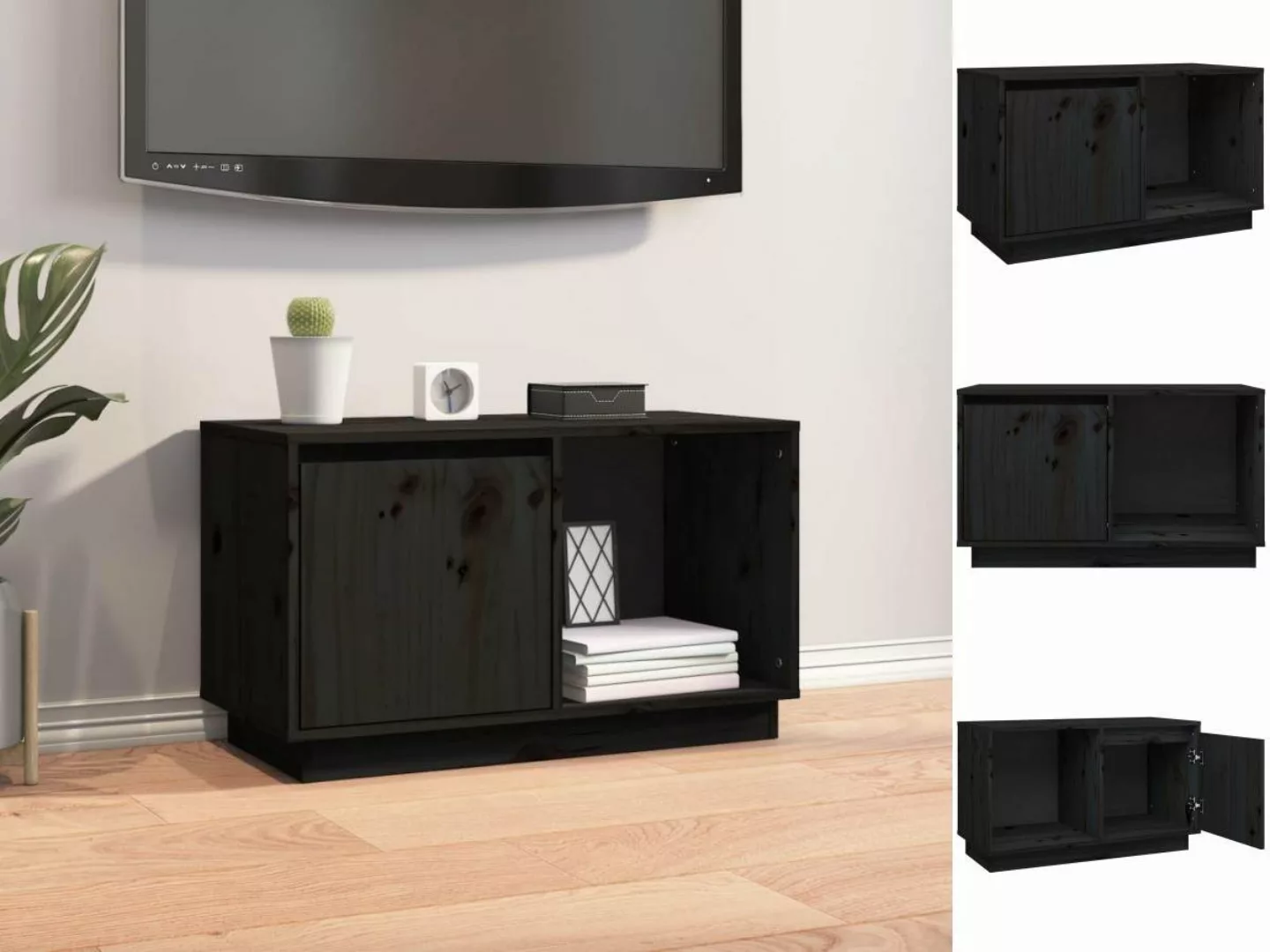 vidaXL TV-Schrank TV-Schrank Schwarz 74x35x44 cm Massivholz Kiefer Sideboar günstig online kaufen