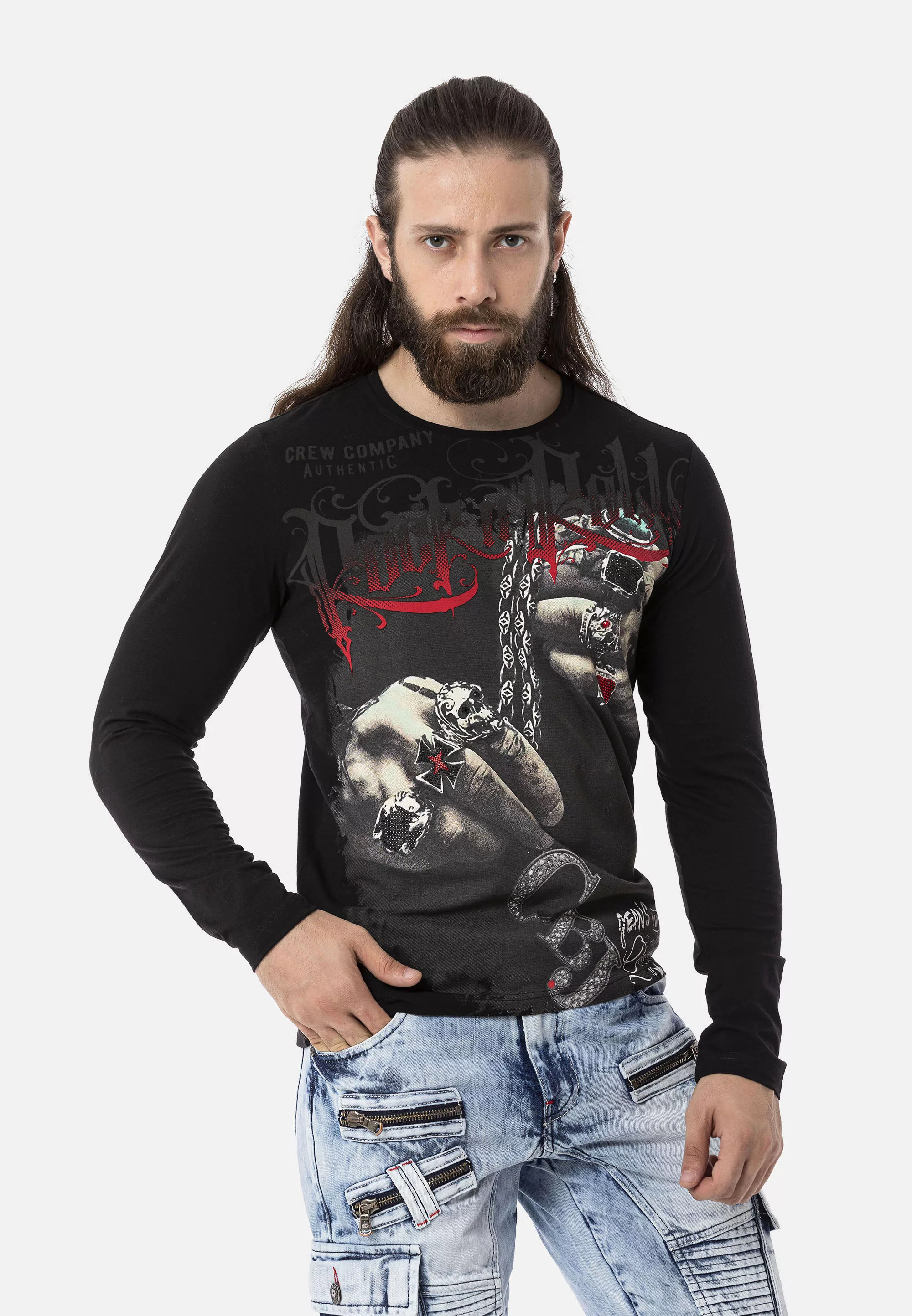 Cipo & Baxx Langarmshirt, mit großflächigem Print günstig online kaufen