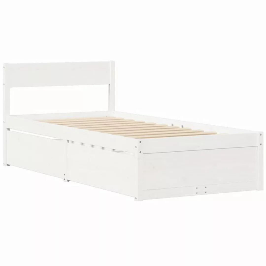 vidaXL Bett Massivholzbett mit Schubladen Weiß 90x200 cm Kiefer günstig online kaufen