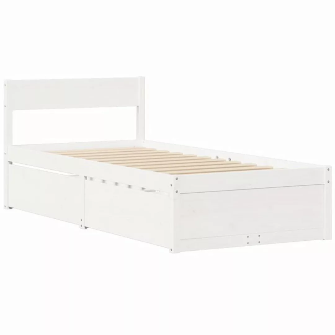 vidaXL Bett Massivholzbett ohne Matratze Weiß 75x190 cm Kiefernholz günstig online kaufen