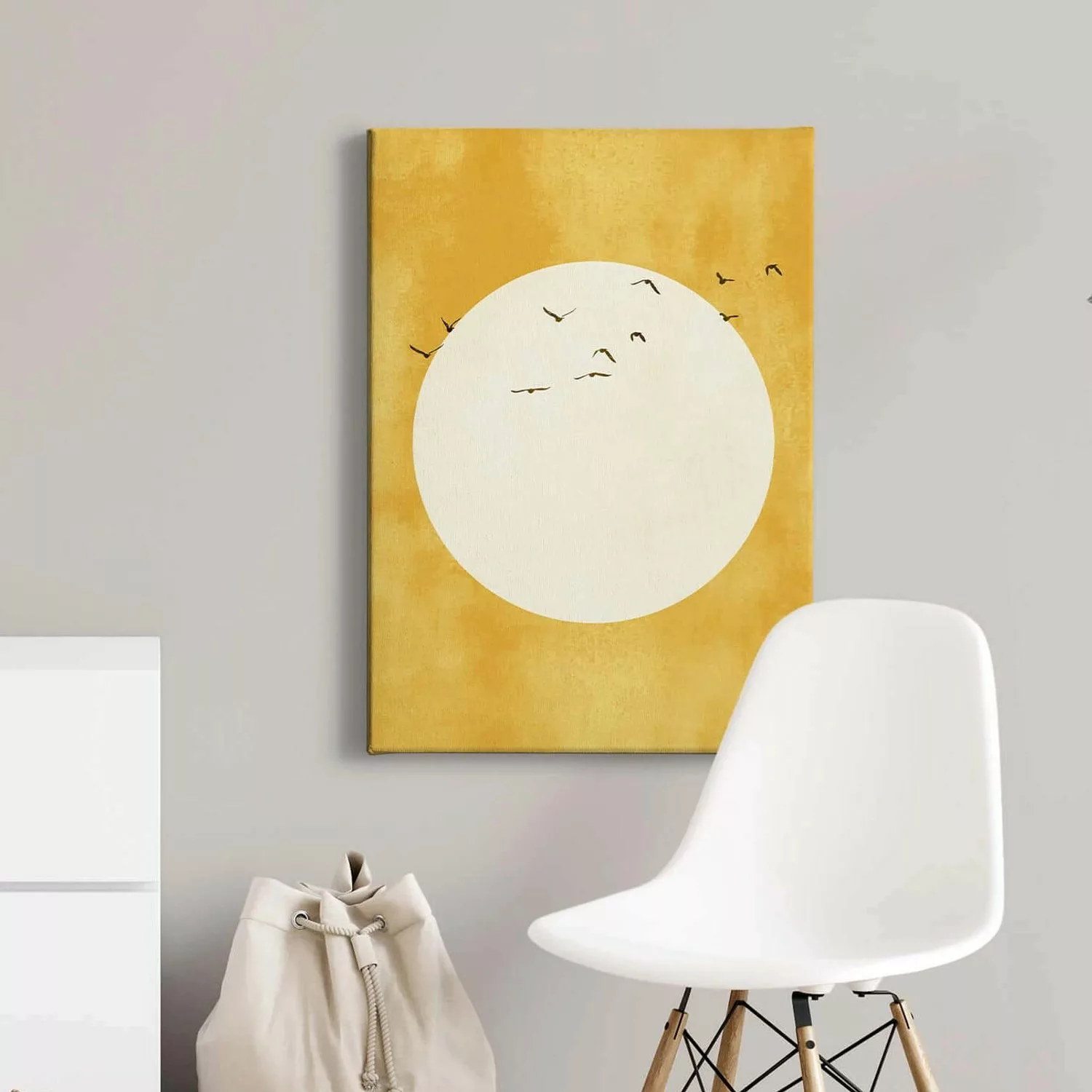 Bricoflor Wandbild Mit Kreis In Gelb Und Weiß Leinwand Bild Im Asiatischen günstig online kaufen