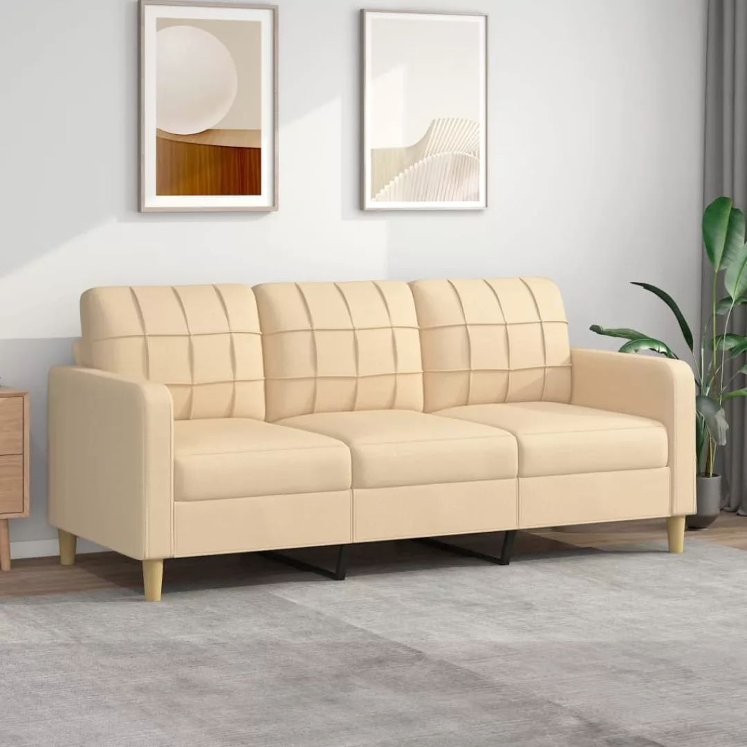 Vidaxl 3-sitzer-sofa Creme 180 Cm Stoff günstig online kaufen