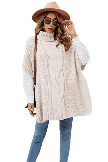 Nebelmeer Strickpullover Rollkragen Poncho Damen Strickpullover Damen Locke günstig online kaufen