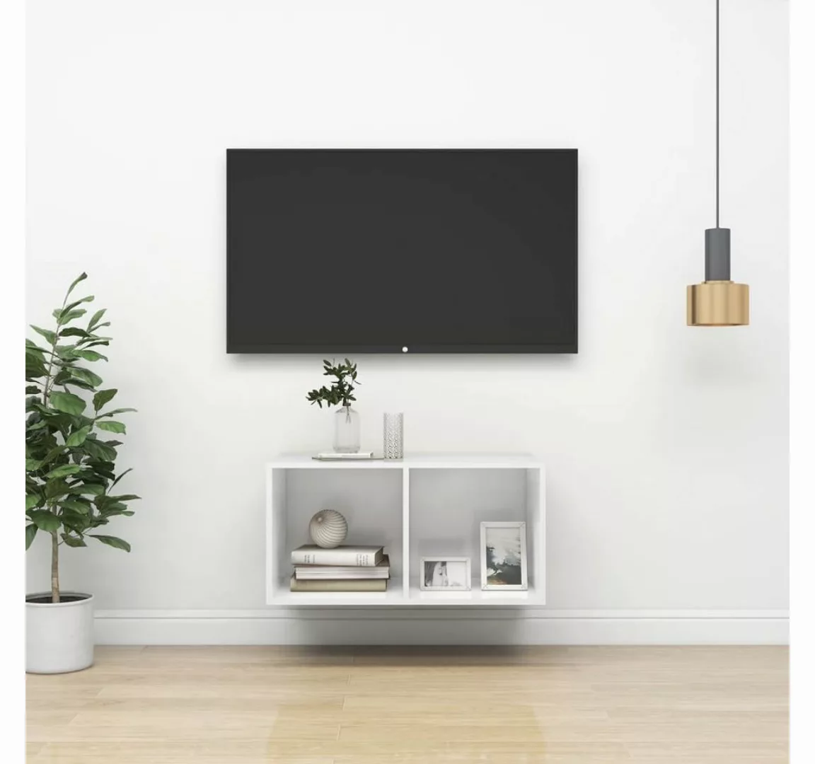 vidaXL TV-Schrank TV-Wandschrank Hochglanz-Weiß 37x37x72 cm Spanplatte günstig online kaufen