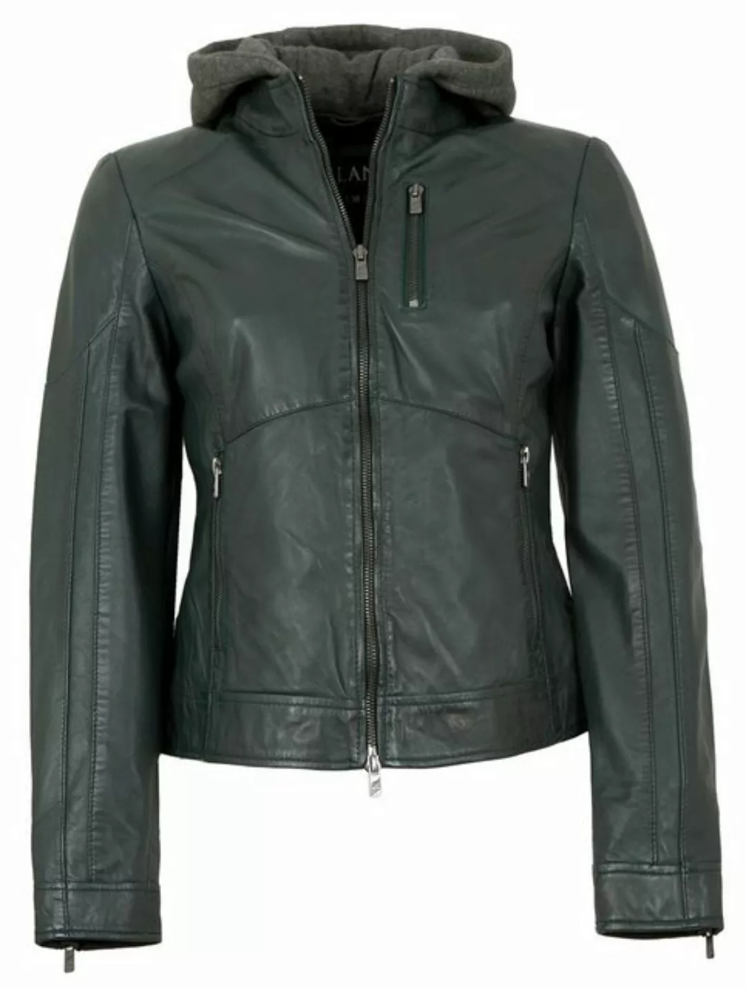 Jilani Lederjacke Francis Jilani - Damen Lederjacke Lammnappa Kapuze dunkel günstig online kaufen