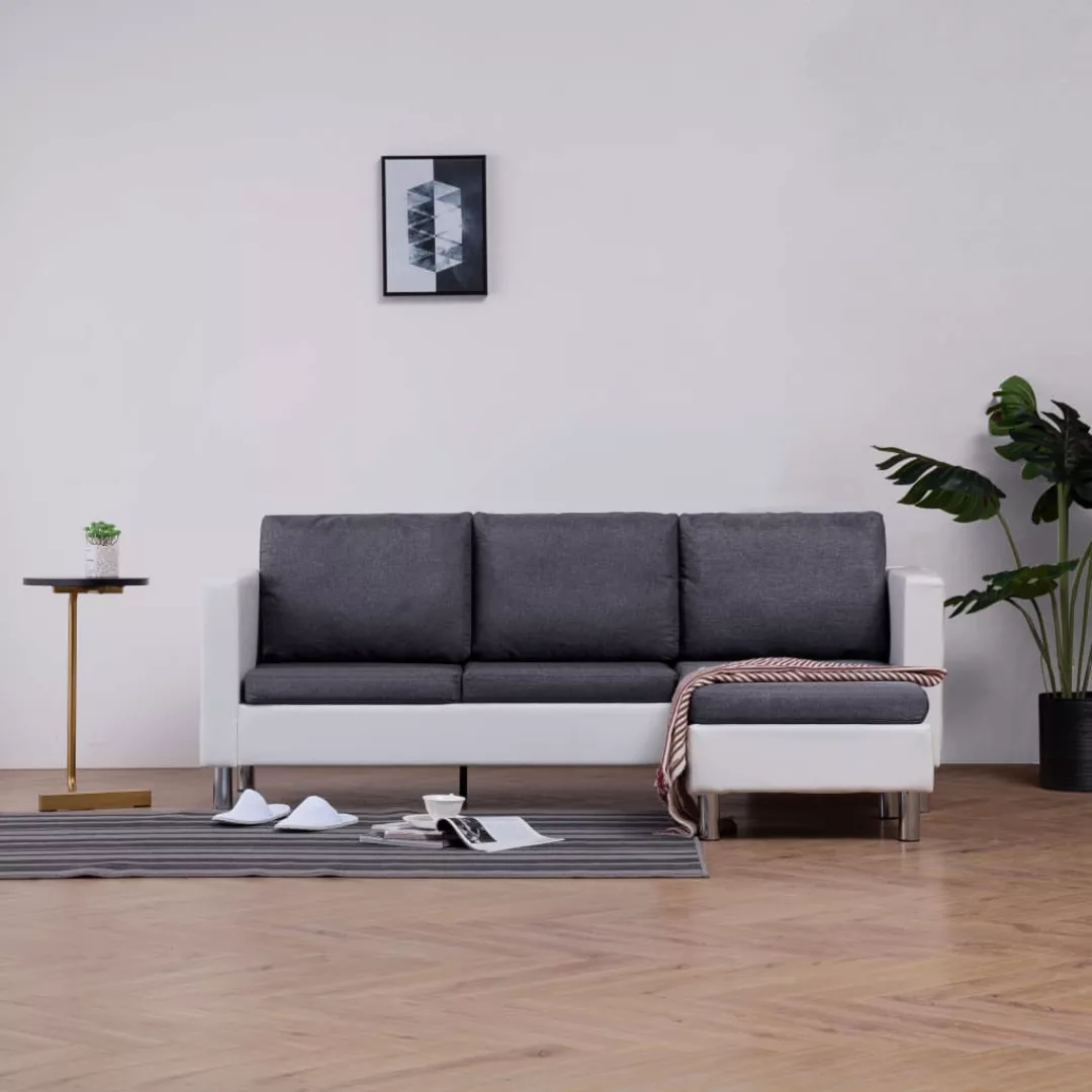 3-sitzer-sofa Mit Kissen Weiß Kunstleder günstig online kaufen