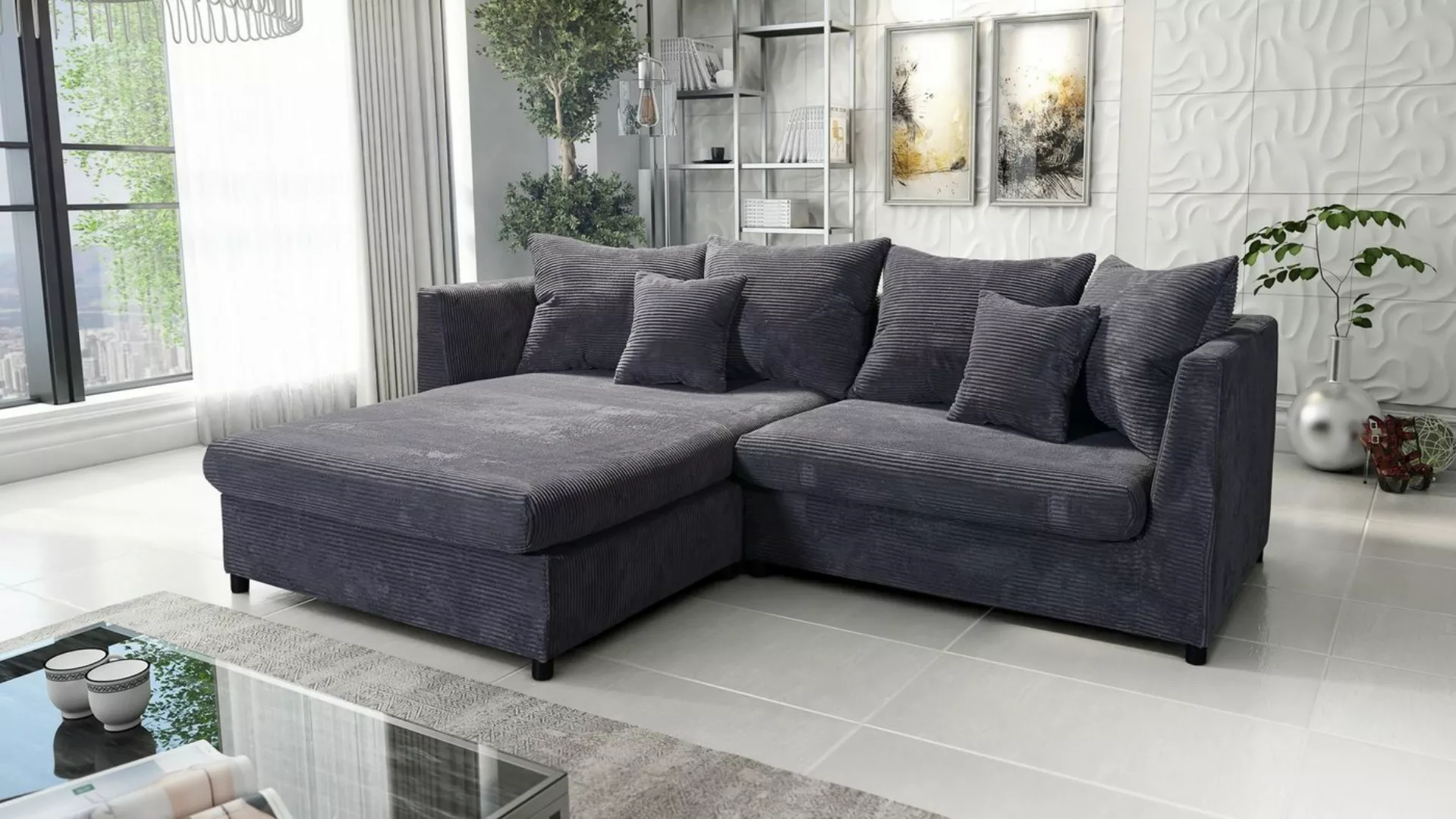 Küchen-Preisbombe Sofa Couch Ecksofa Eckcouch Wohnlandschaft Pam 2 Cord Bez günstig online kaufen