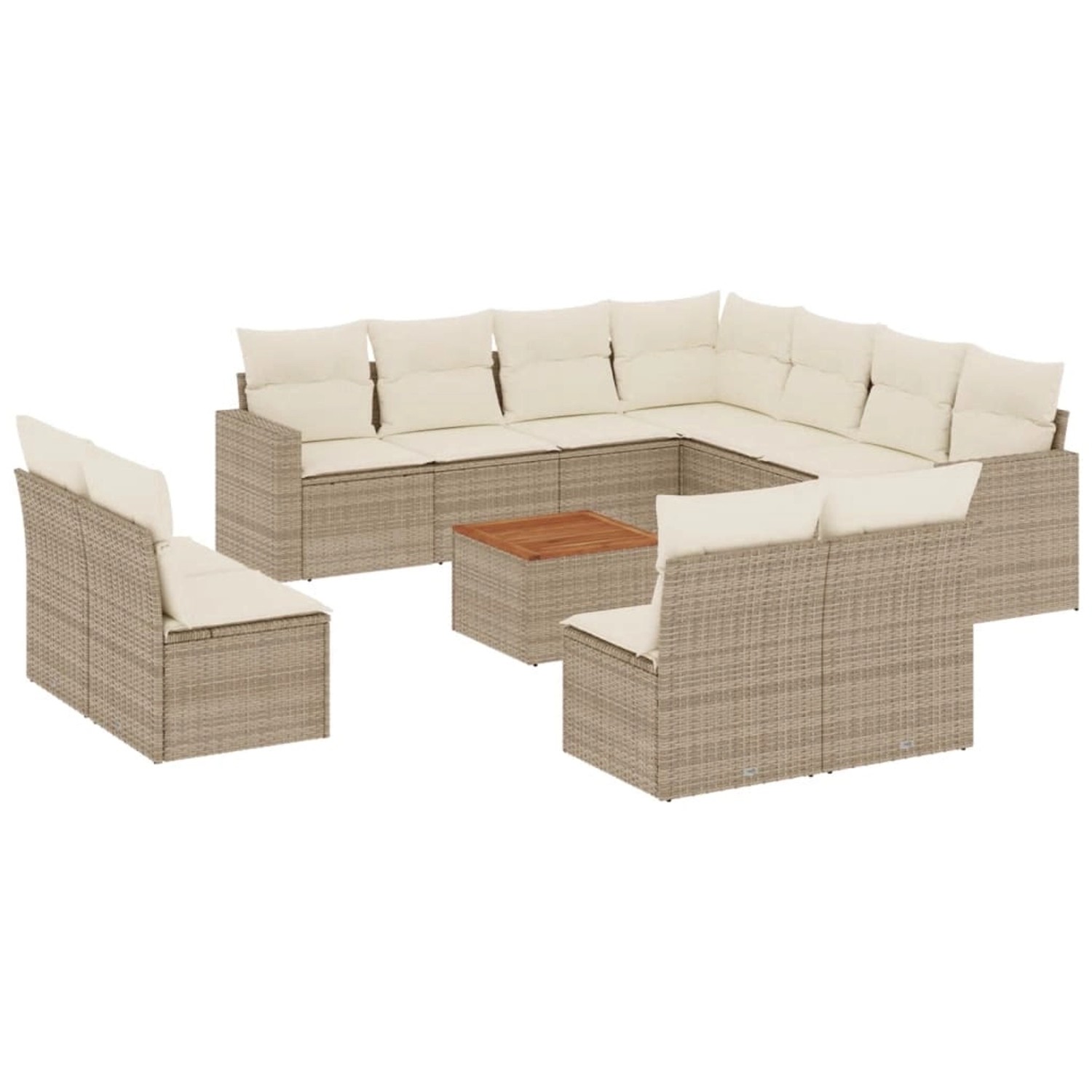 vidaXL 12-Tlg Garten-Sofagarnitur mit Kissen Beige Poly Rattan 3256513 günstig online kaufen