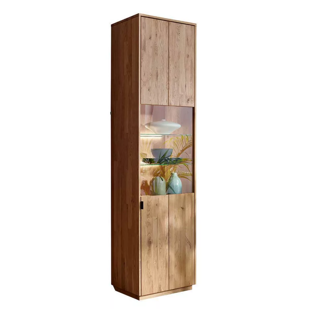 Holz Design Wohnwand in Wildeichefarben Schwarz (dreiteilig) günstig online kaufen