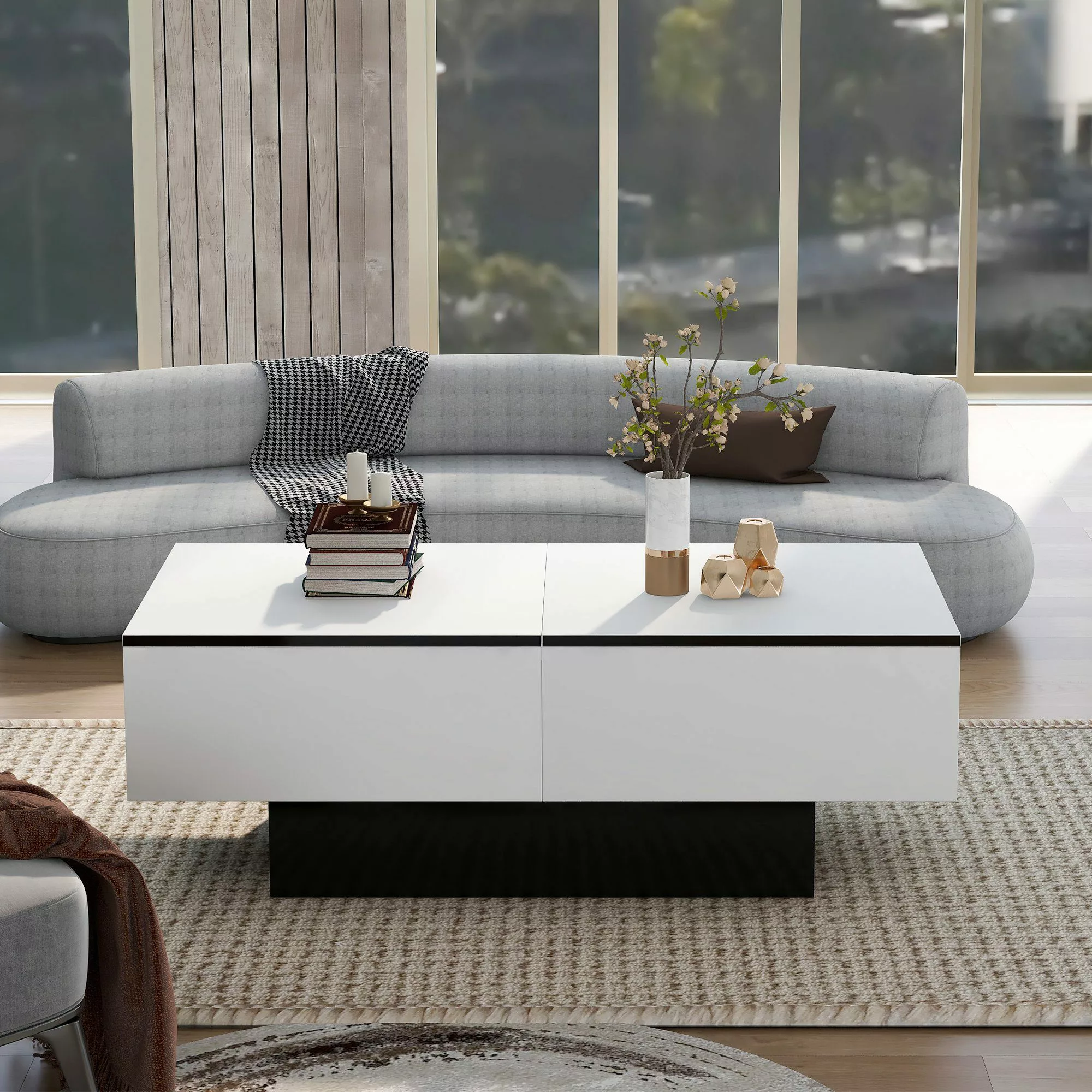 OKWISH Couchtisch mit ausziehbaren Schubladen, großer günstig online kaufen