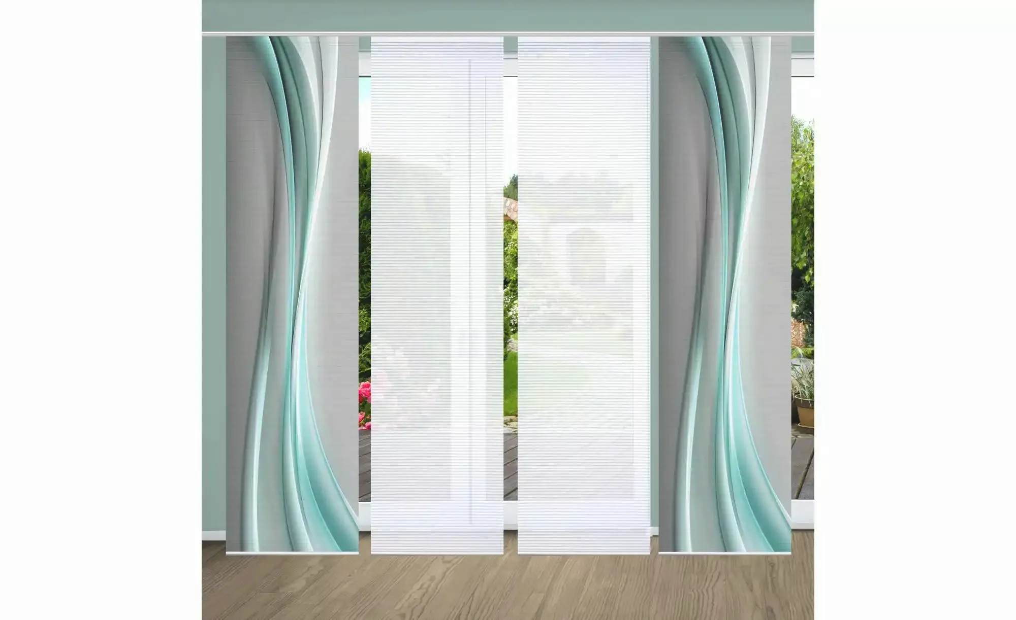 HOME in green Schiebevorhang   ¦ grün ¦ Synthetik ¦ Maße (cm): B: 60 H: 245 günstig online kaufen
