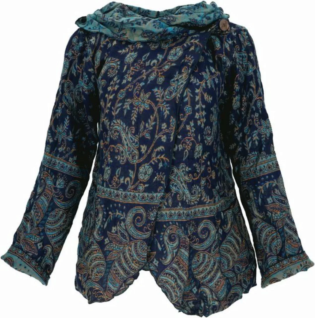 Guru-Shop Langjacke Cape mit weiter Kapuze, flauschige Wickeljacke.. altern günstig online kaufen