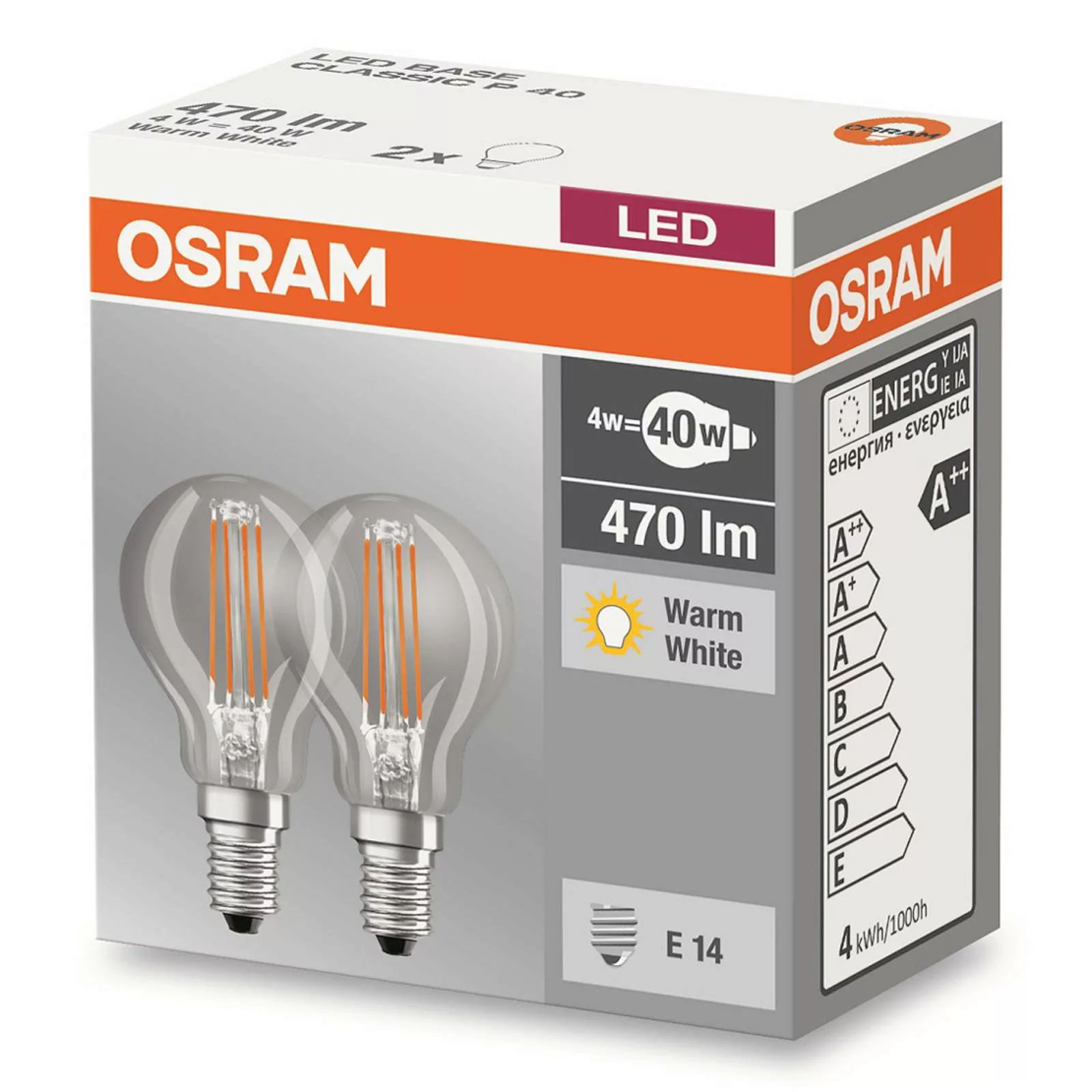 LED-Lampe E14 4W 827 Tropfen Filament 2er-Set günstig online kaufen