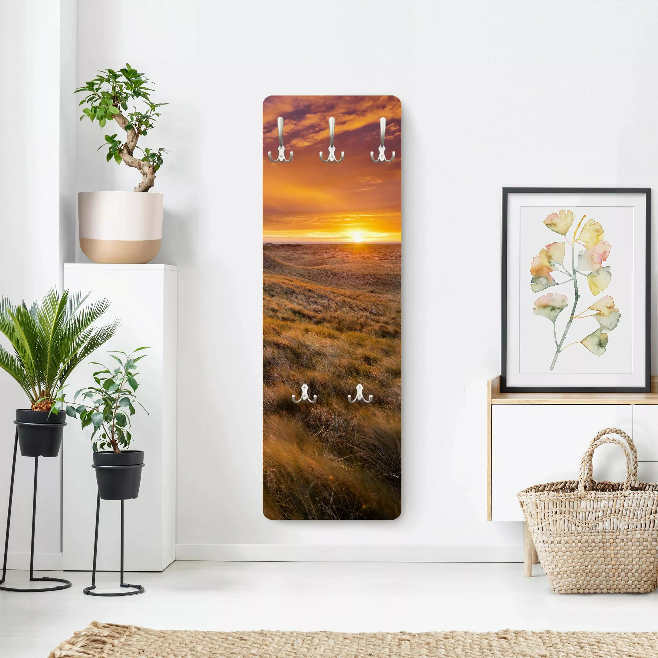 Wandgarderobe Holzpaneel Natur & Landschaft Sonnenaufgang am Strand auf Syl günstig online kaufen