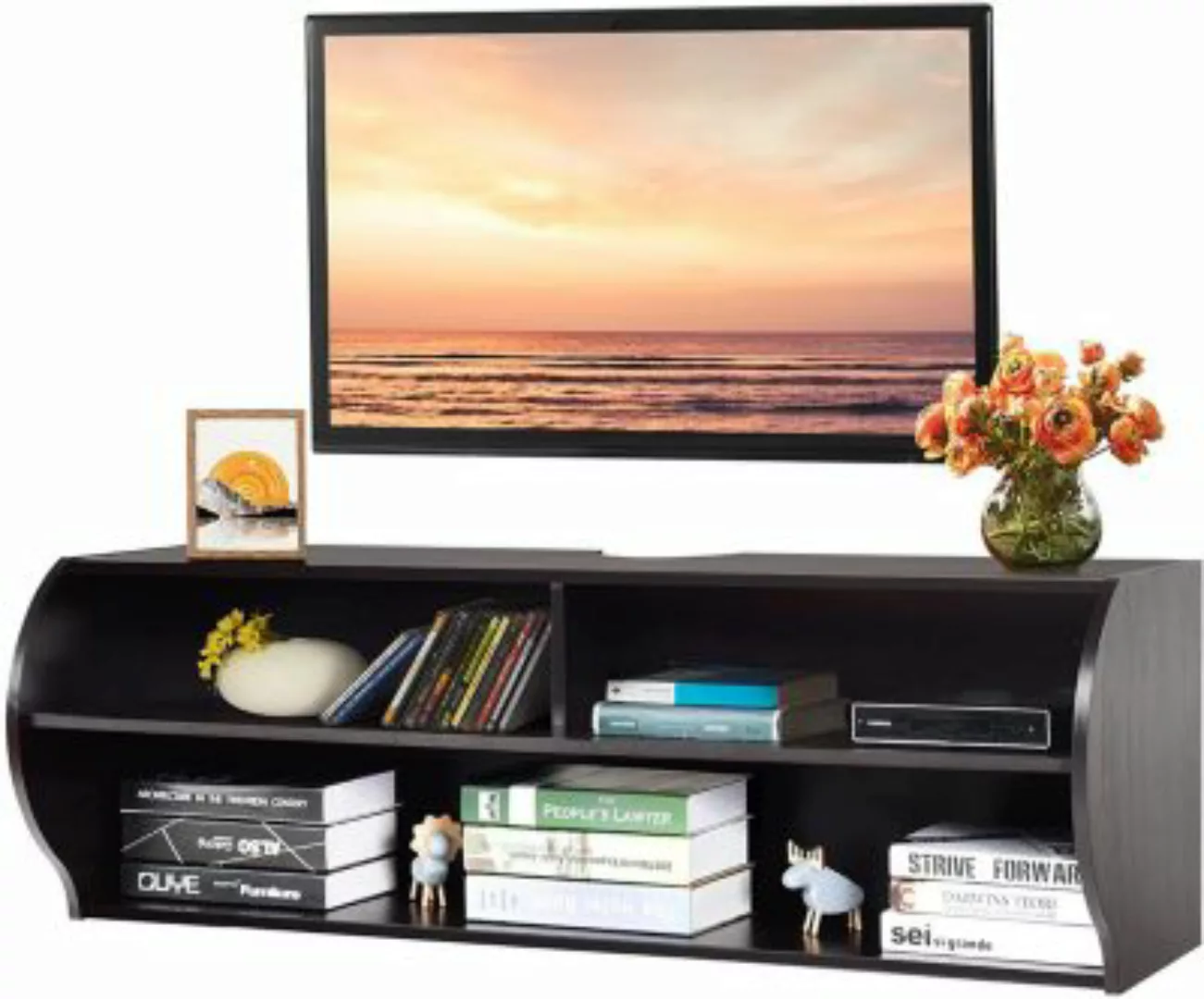 COSTWAY® TV Schrank hängend und freistehend braun günstig online kaufen
