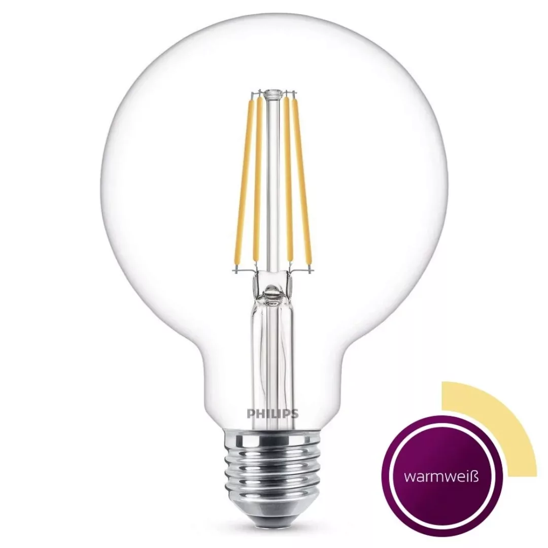Philips LED Lampe ersetzt 60W, E27 Globe G93, klar -Filament, warmweiß, 806 günstig online kaufen