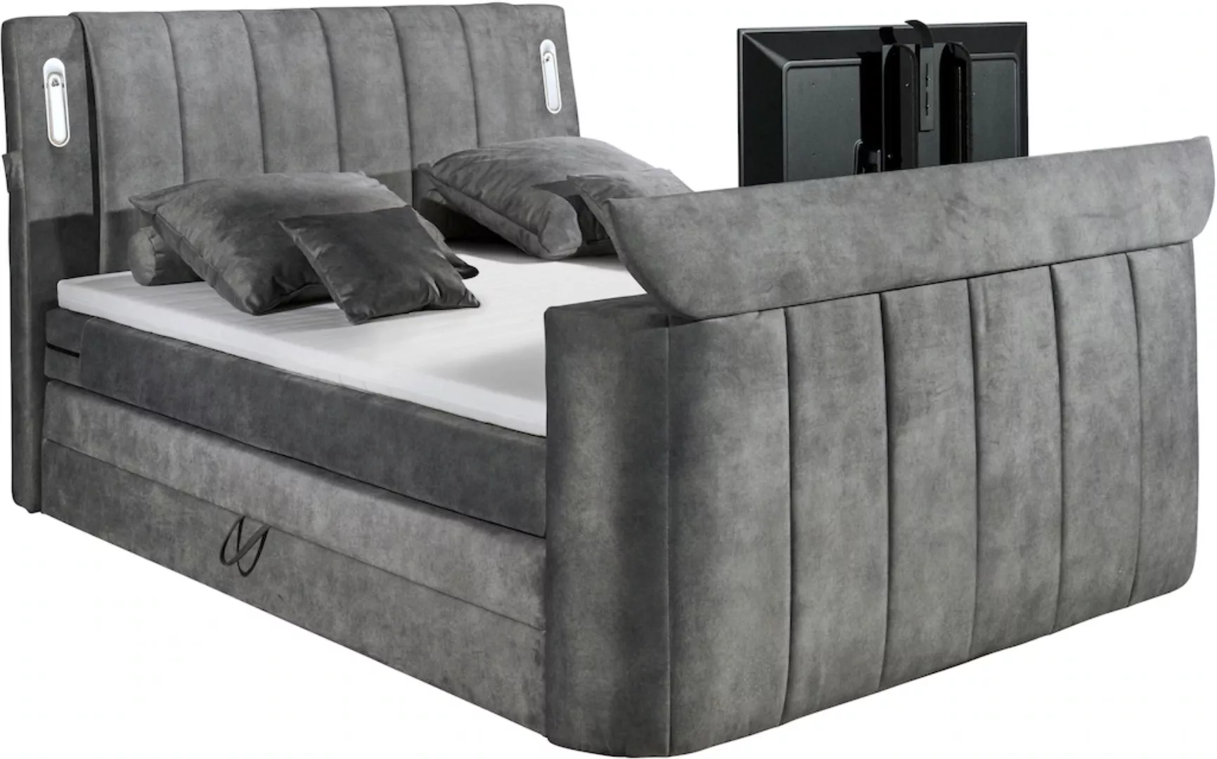 ED EXCITING DESIGN Boxspringbett "Dallas", inkl. Topper, LED-Beleuchtung, T günstig online kaufen