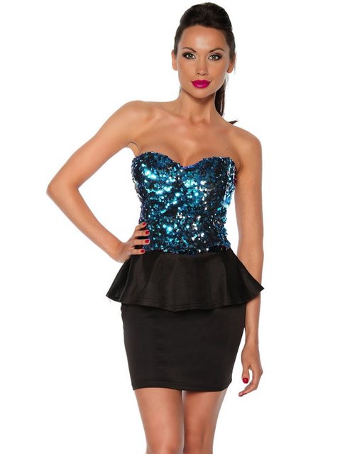 Atixo Abendkleid Bandeau-Minikleid mit Schößchen Pailletten-Kleid Cocktail günstig online kaufen