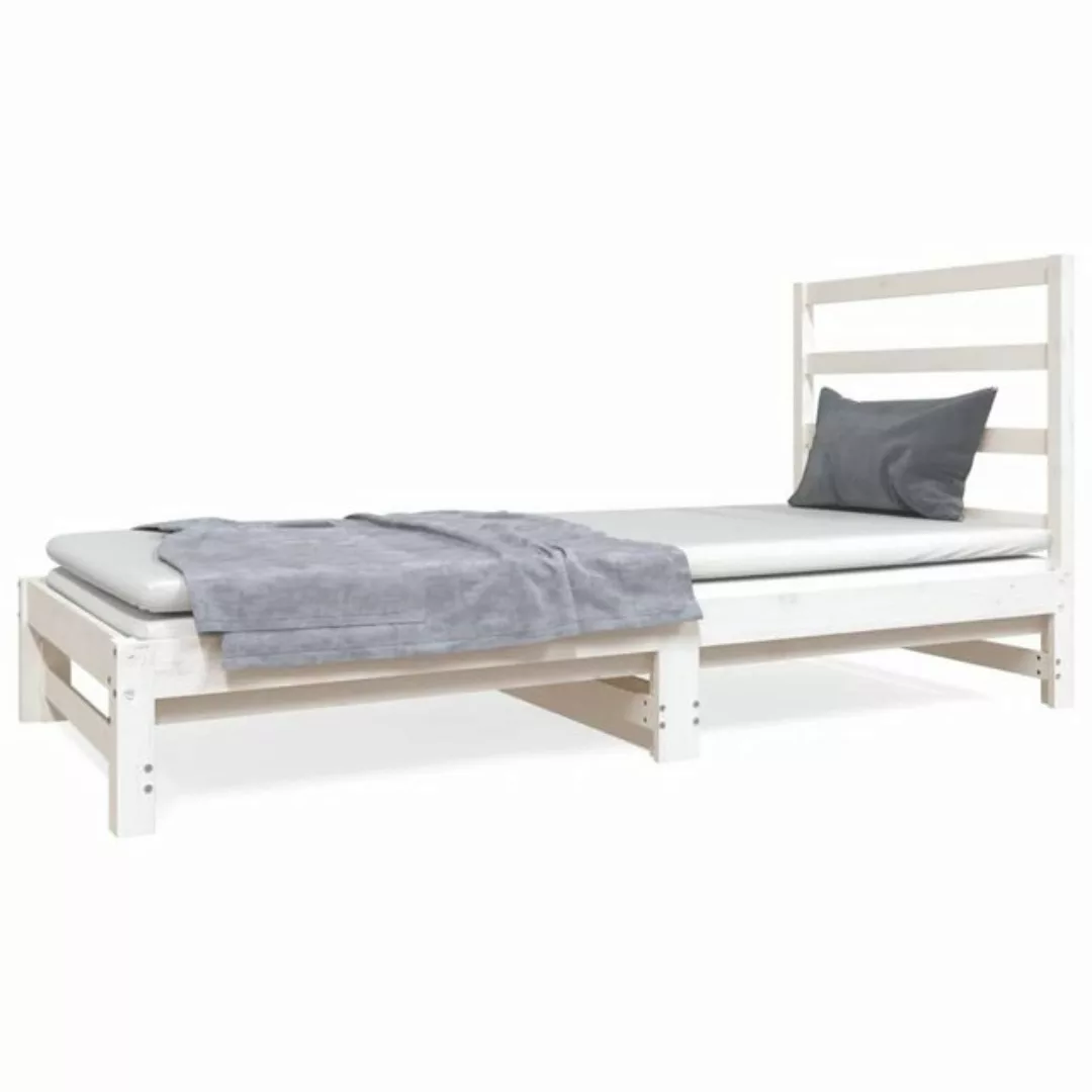 vidaXL Bettgestell Gästebett Tagesbett Ausziehbar Weiß 2x90x190 cm Massivho günstig online kaufen