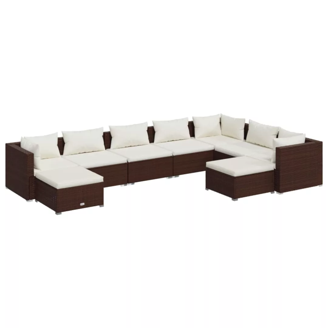 Vidaxl 9-tlg. Garten-lounge-set Mit Kissen Poly Rattan Braun günstig online kaufen