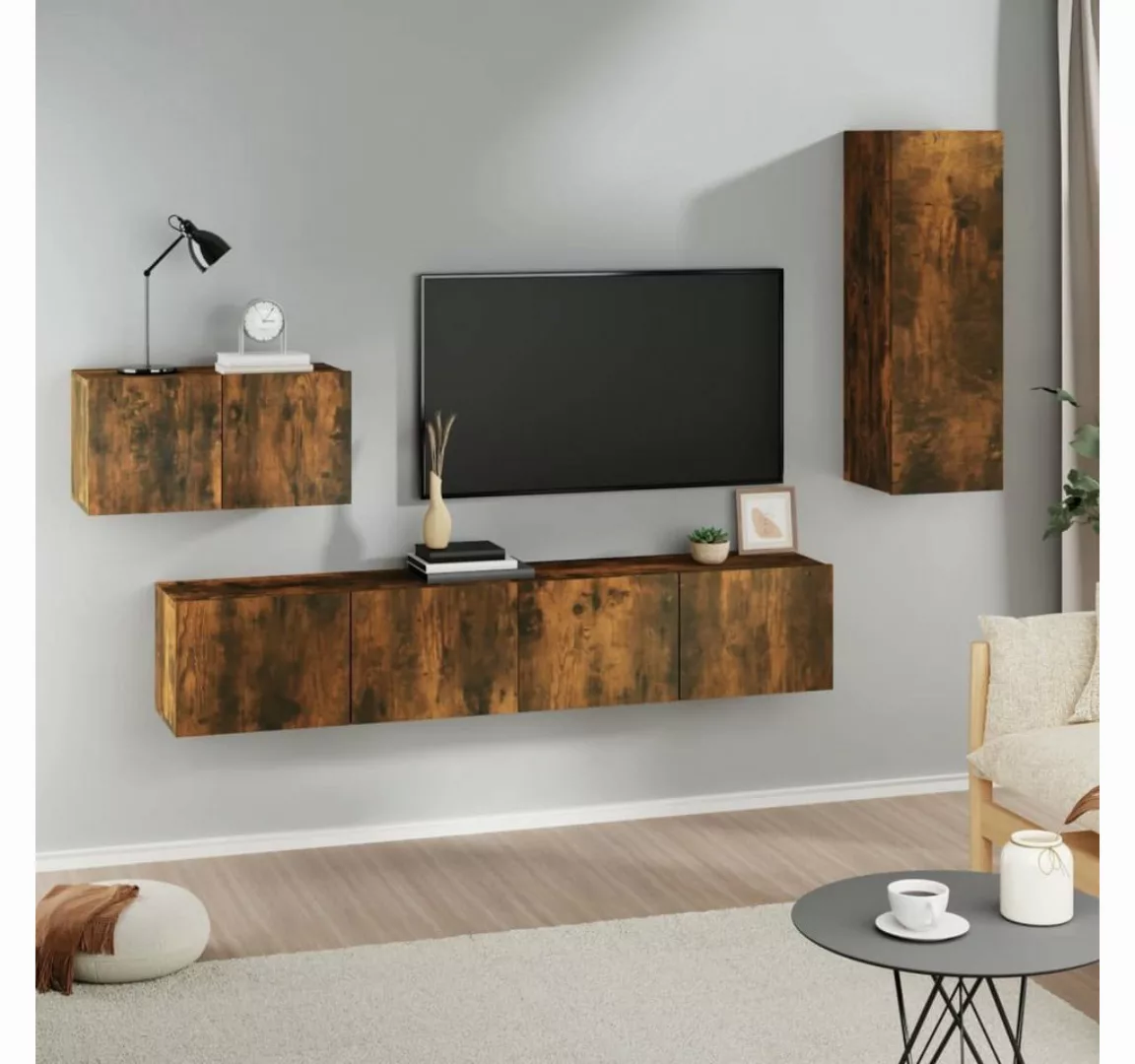 vidaXL TV-Schrank 4-tlg. TV-Schrank-Set Räuchereiche Holzwerkstoff (4-St) günstig online kaufen