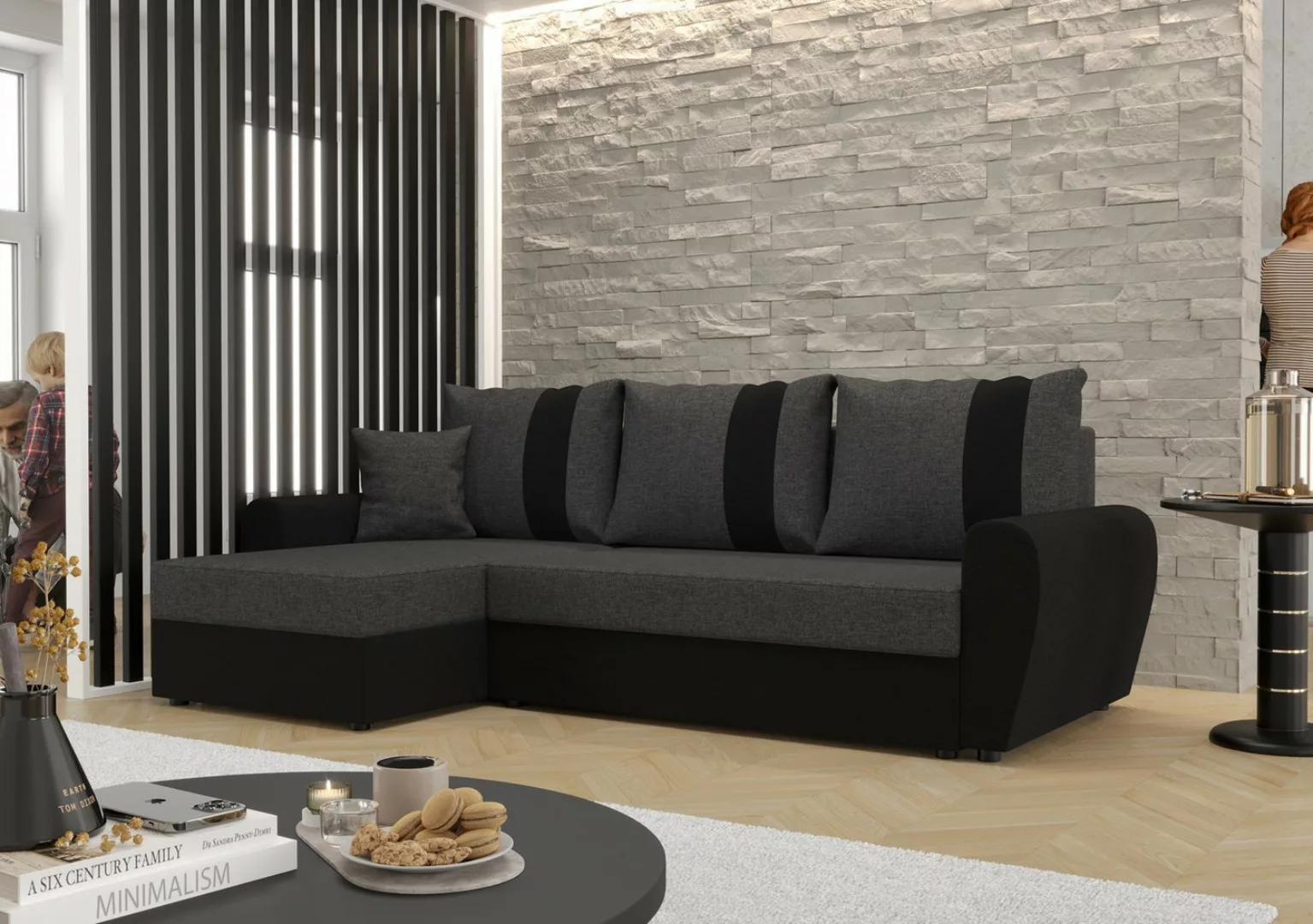 ALTDECOR Ecksofa DAVIS, Couch mit Schlaffunktion, Stauraum Wohnlandschaft F günstig online kaufen